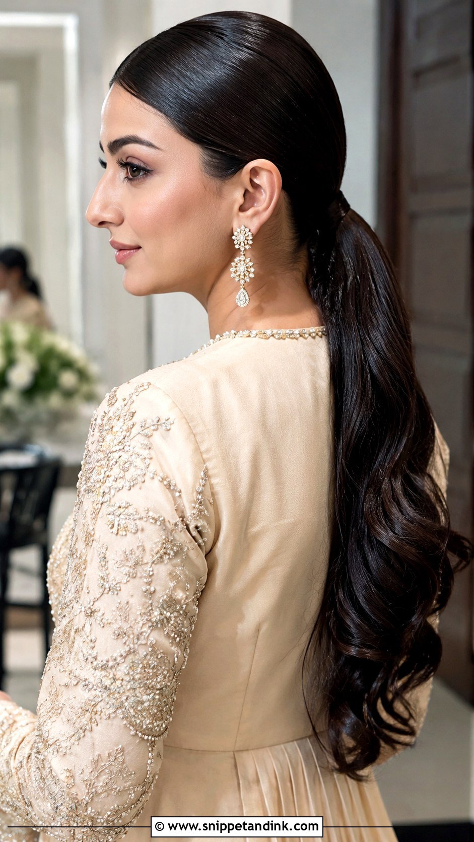 Walima Bridesmaid Low Ponytail - Snippet and Ink - 25 Walima Bridesmaid Hairstyles