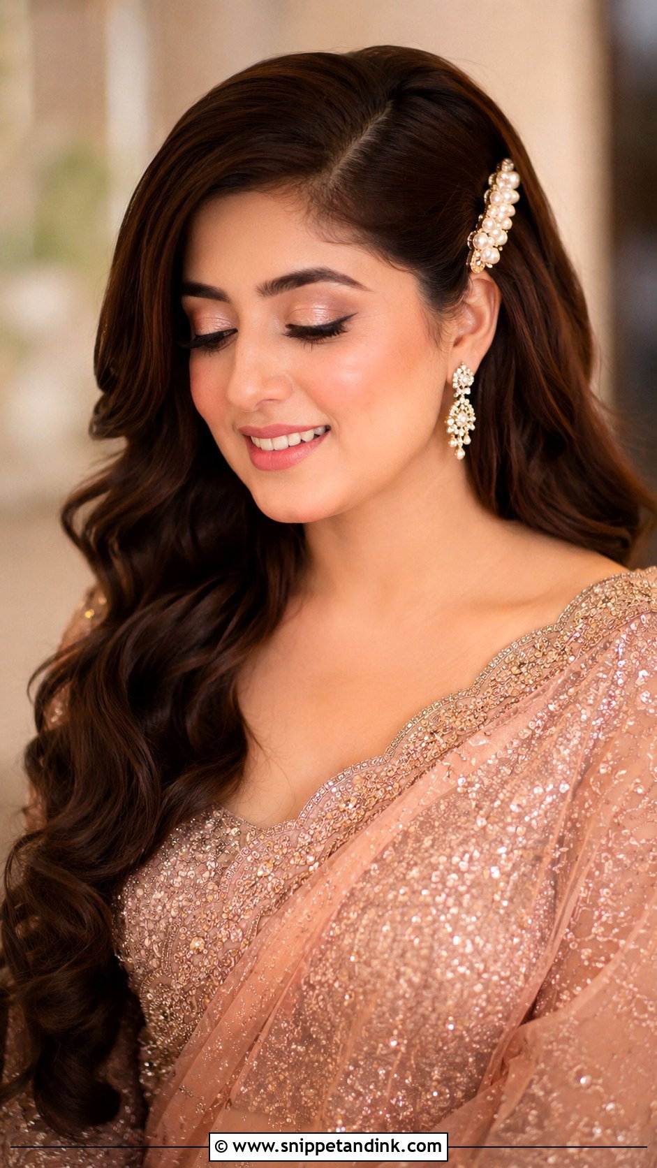 Walima Bridesmaid Side Part Waves - Snippet and Ink - 25 Walima Bridesmaid Hairstyles