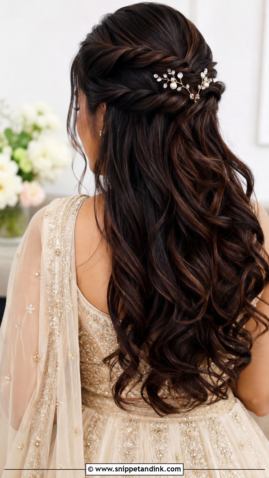 Walima Bridesmaid Twisted Half Up Hairstyle - Snippet and Ink - 25 Walima Bridesmaid Hairstyles