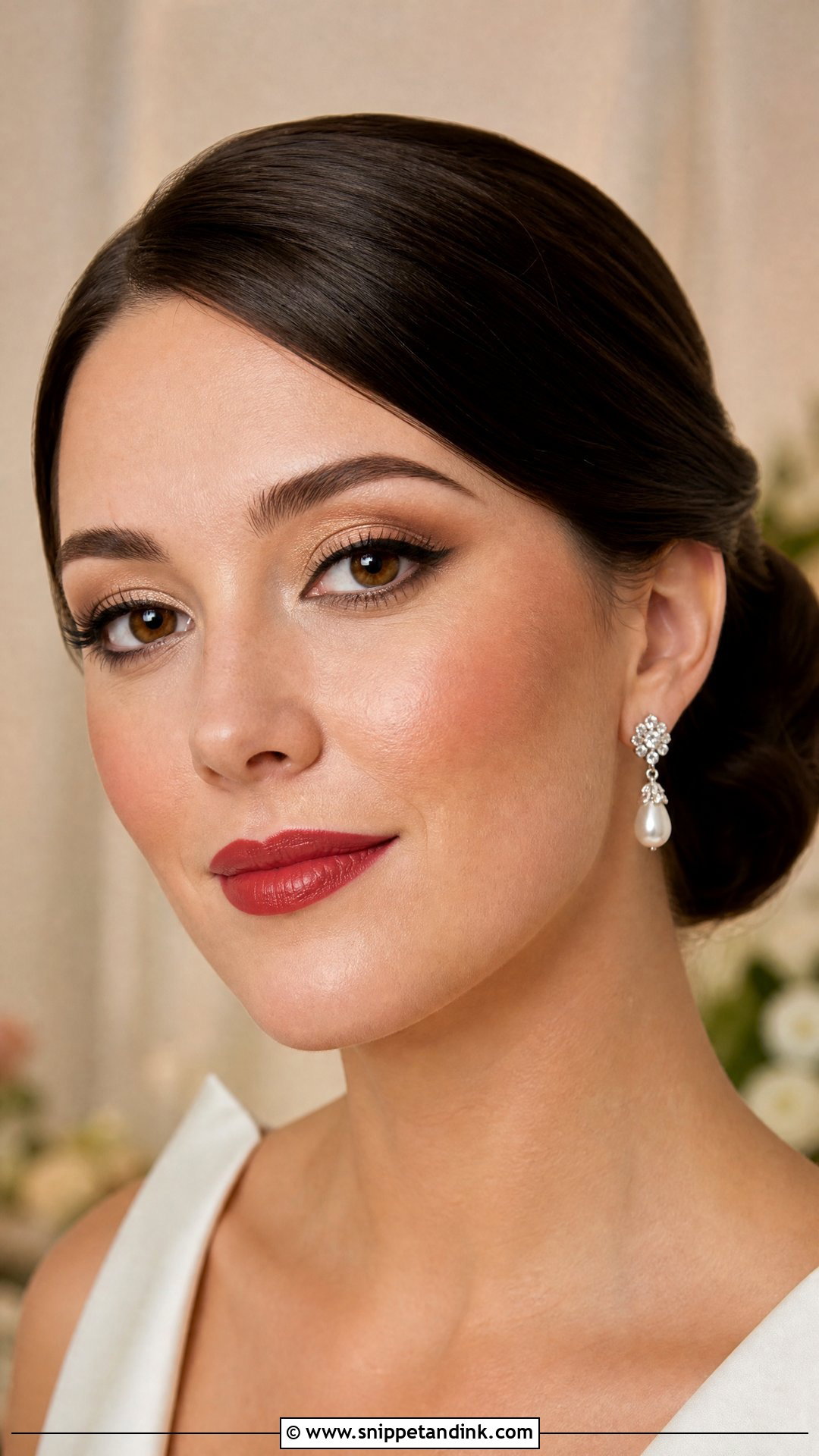 Warm Bridal Makeup With Red Lip - Snippet and Ink - 20 Warm Wedding Makeup Ideas