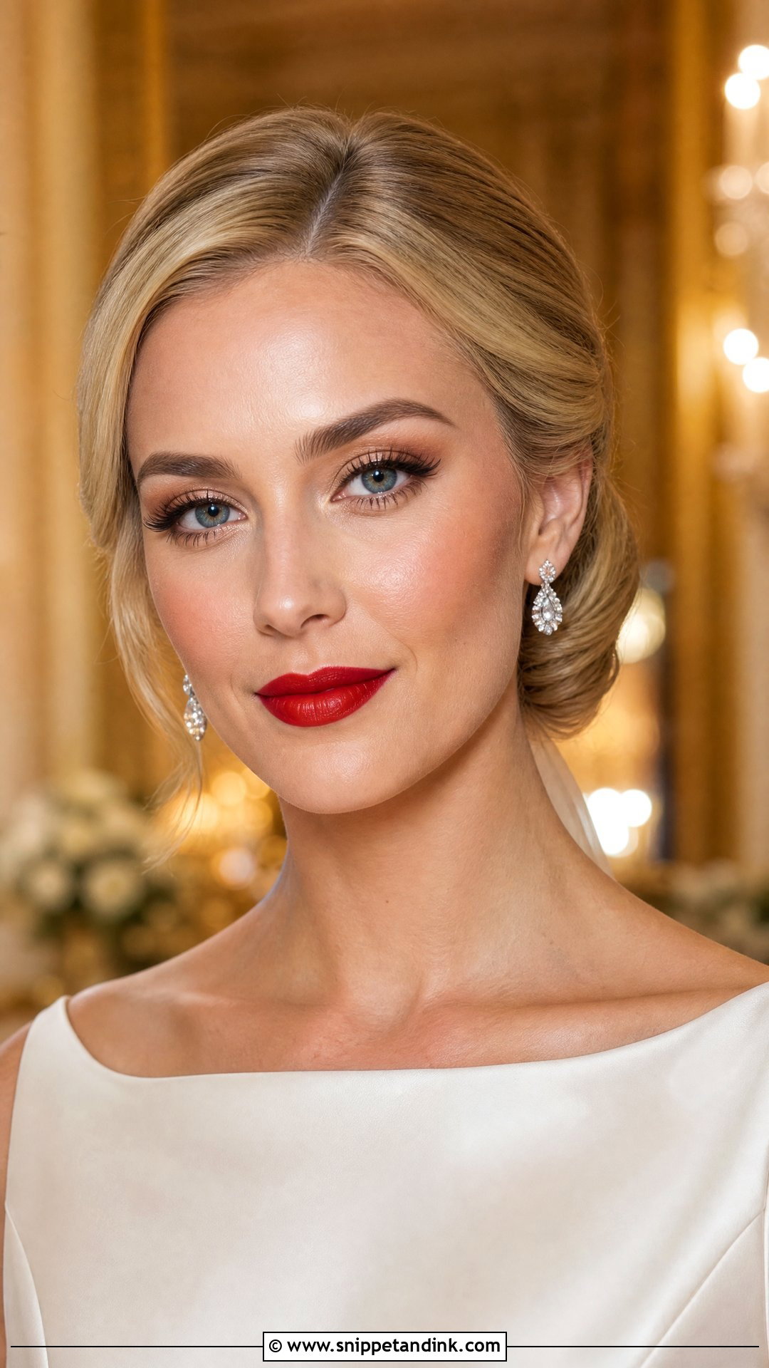 Warm Red Lip Bridal Makeup - Snippet and Ink - 20 Warm Bridal Makeup Ideas