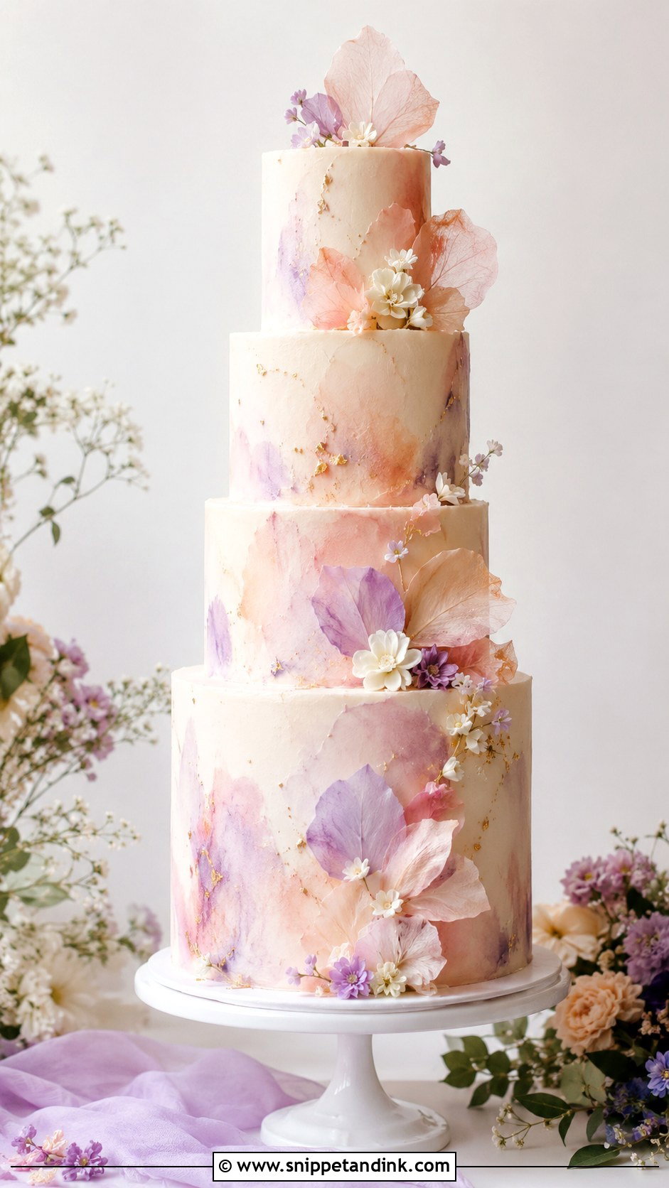 Watercolor 5 Tier Wedding Cake - Snippet and Ink - 25 5 Tier Wedding Cake Ideas