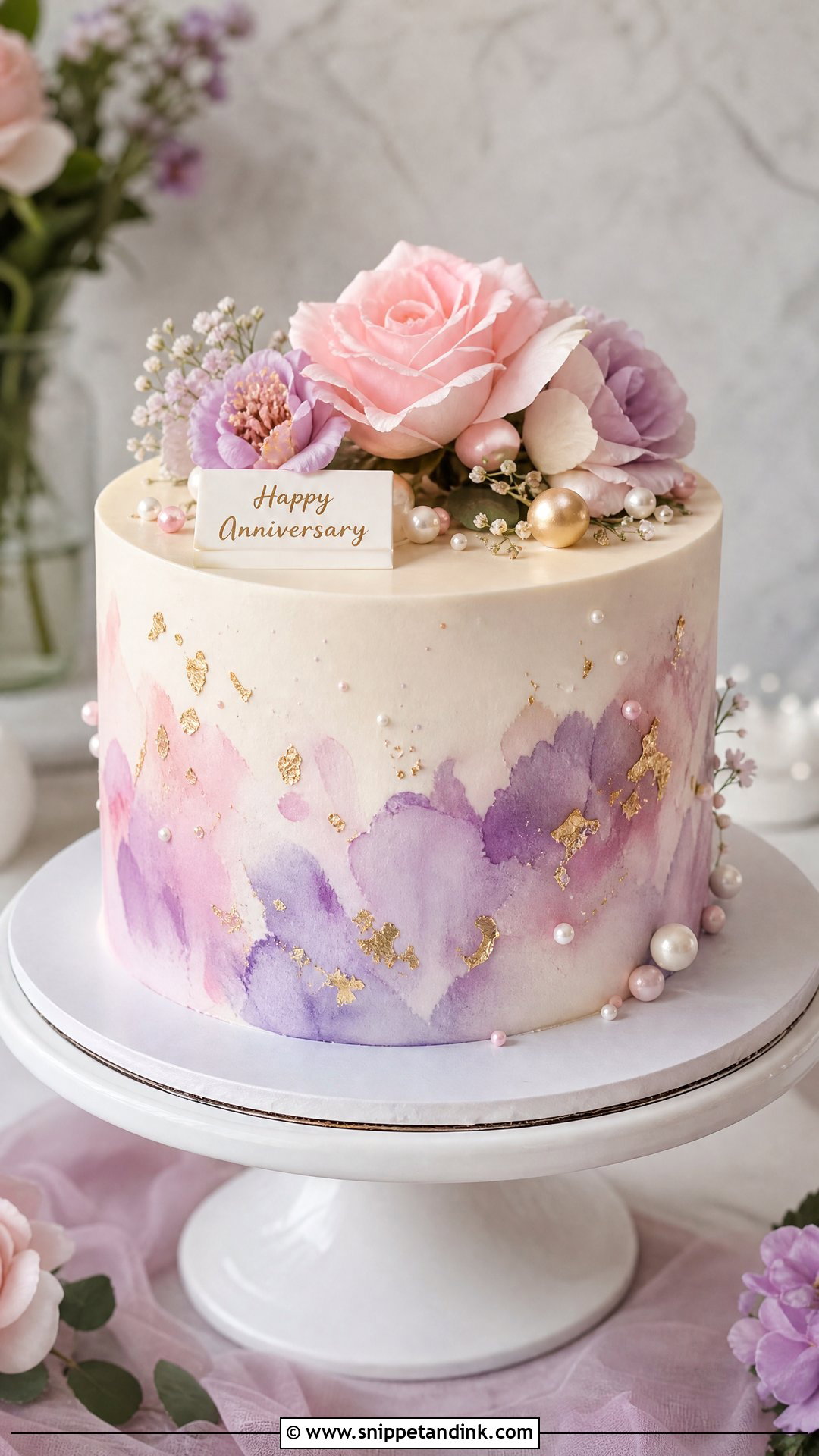 Watercolor Anniversary Cake - Snippet and Ink - 30 Cute Anniversary Cake Ideas
