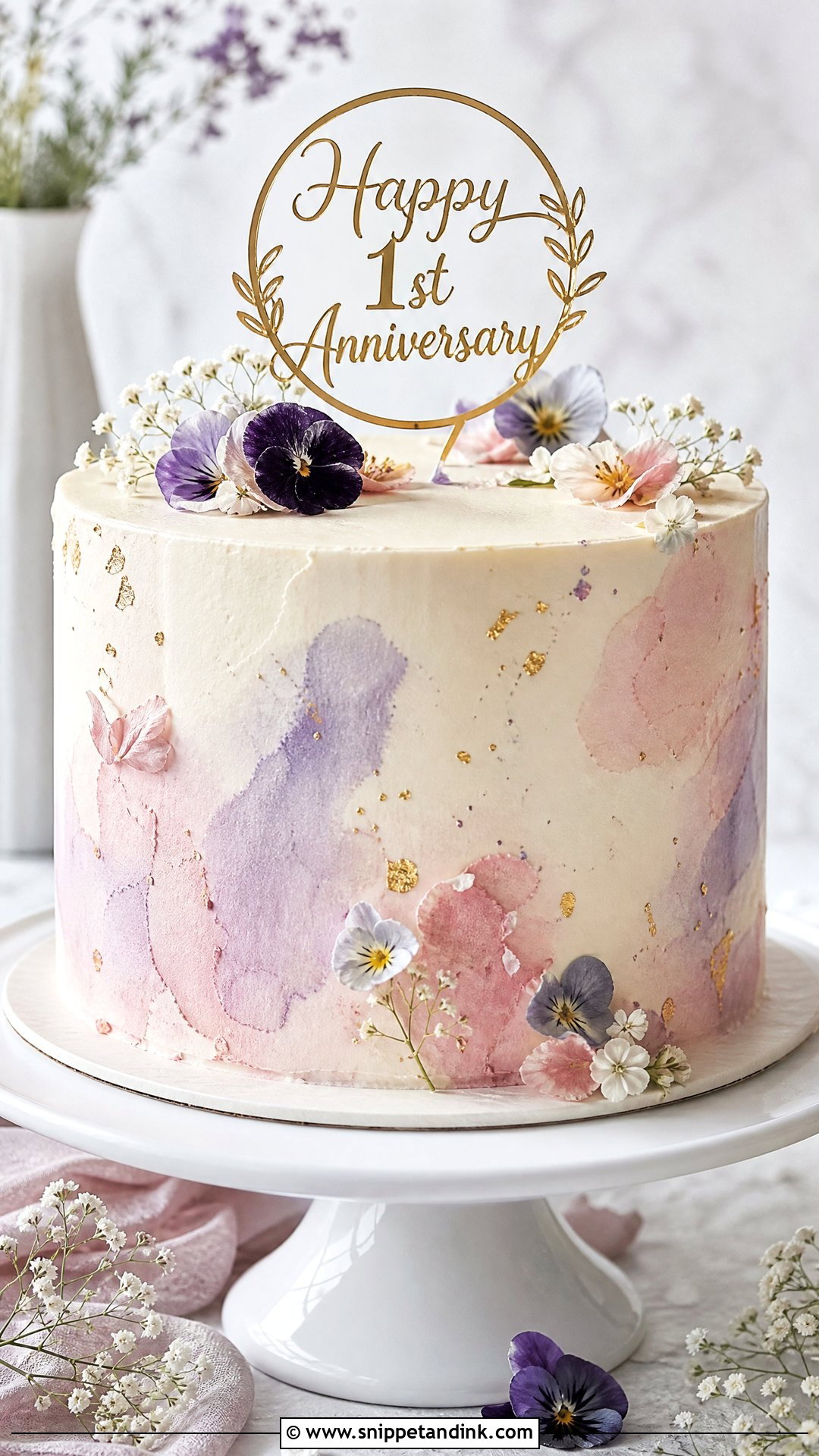 Watercolor Anniversary Cake - Snippet and Ink - 25 Couple 1st Anniversary Cake Ideas