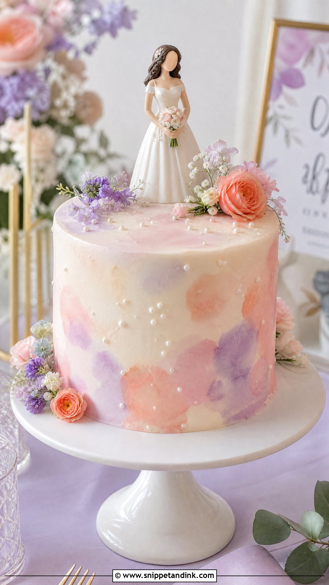 Watercolor Bride Cake - Snippet and Ink - 25 Bride Cake Ideas
