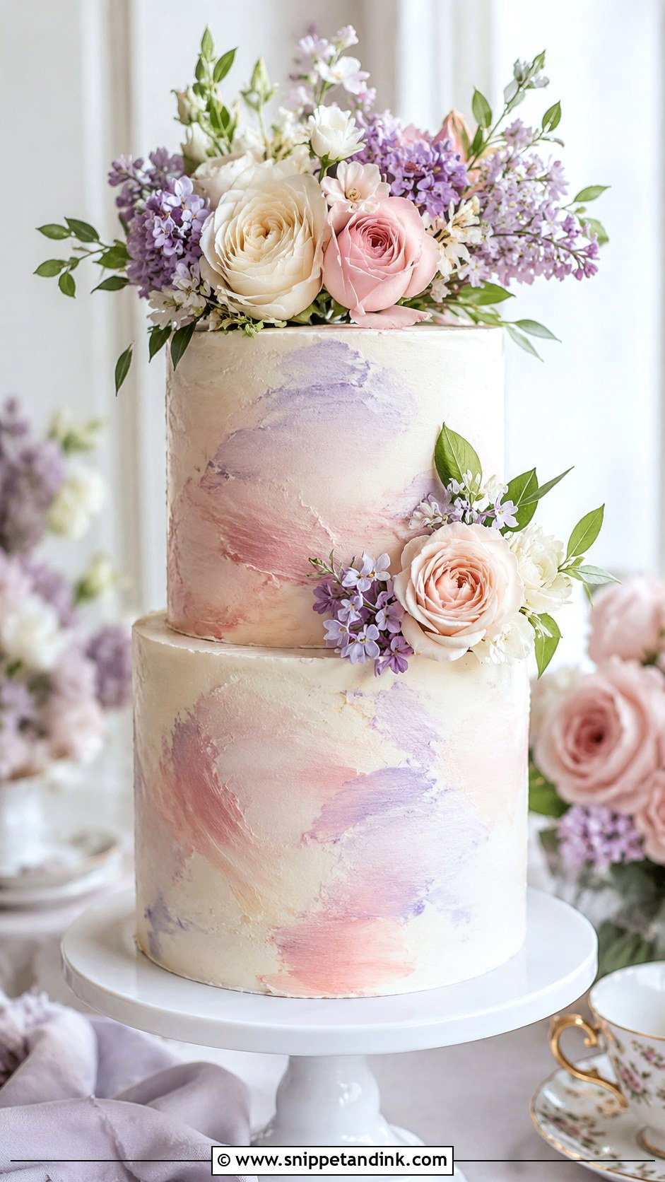 Watercolor Buttercream Wedding Cake - Snippet and Ink - 20 Non Fondant Wedding Cakes