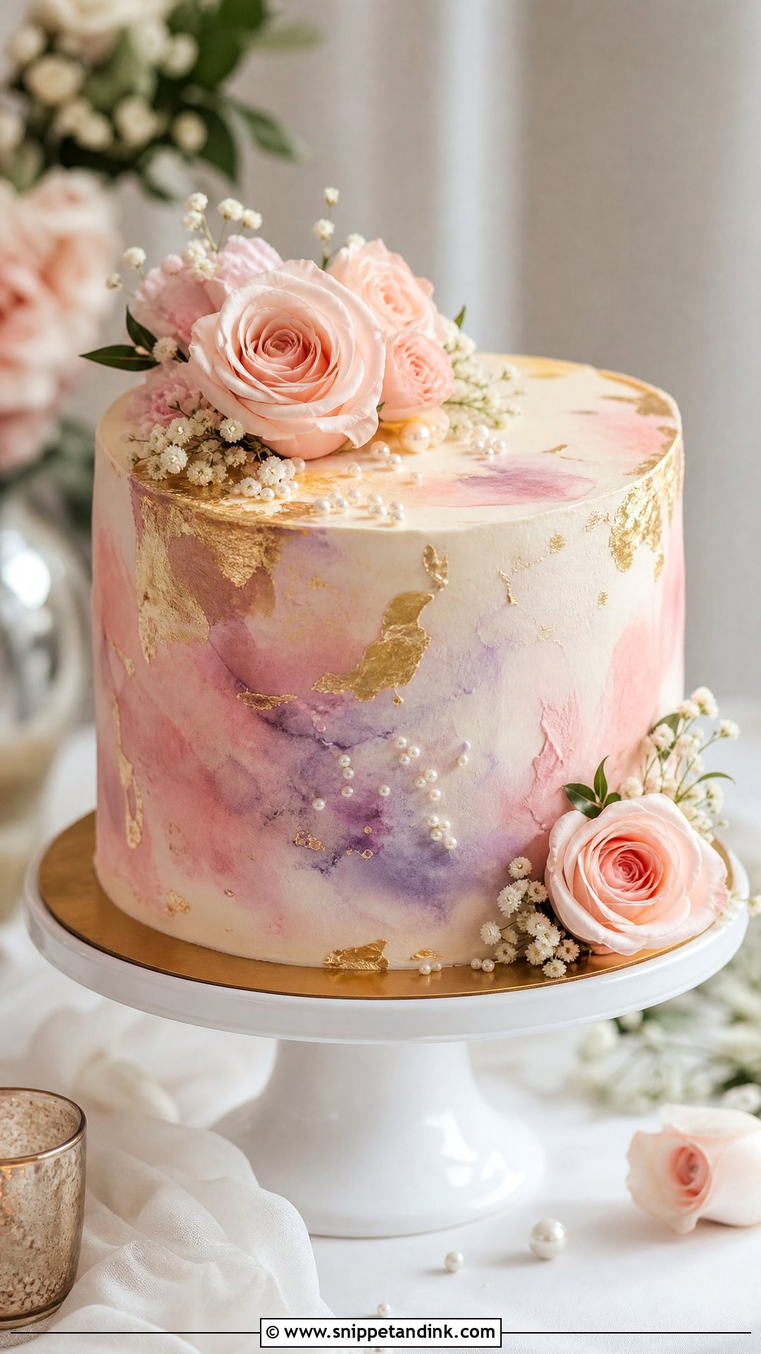 Watercolor Engagement Cake - Snippet and Ink - 25 Engaged Cake Ideas