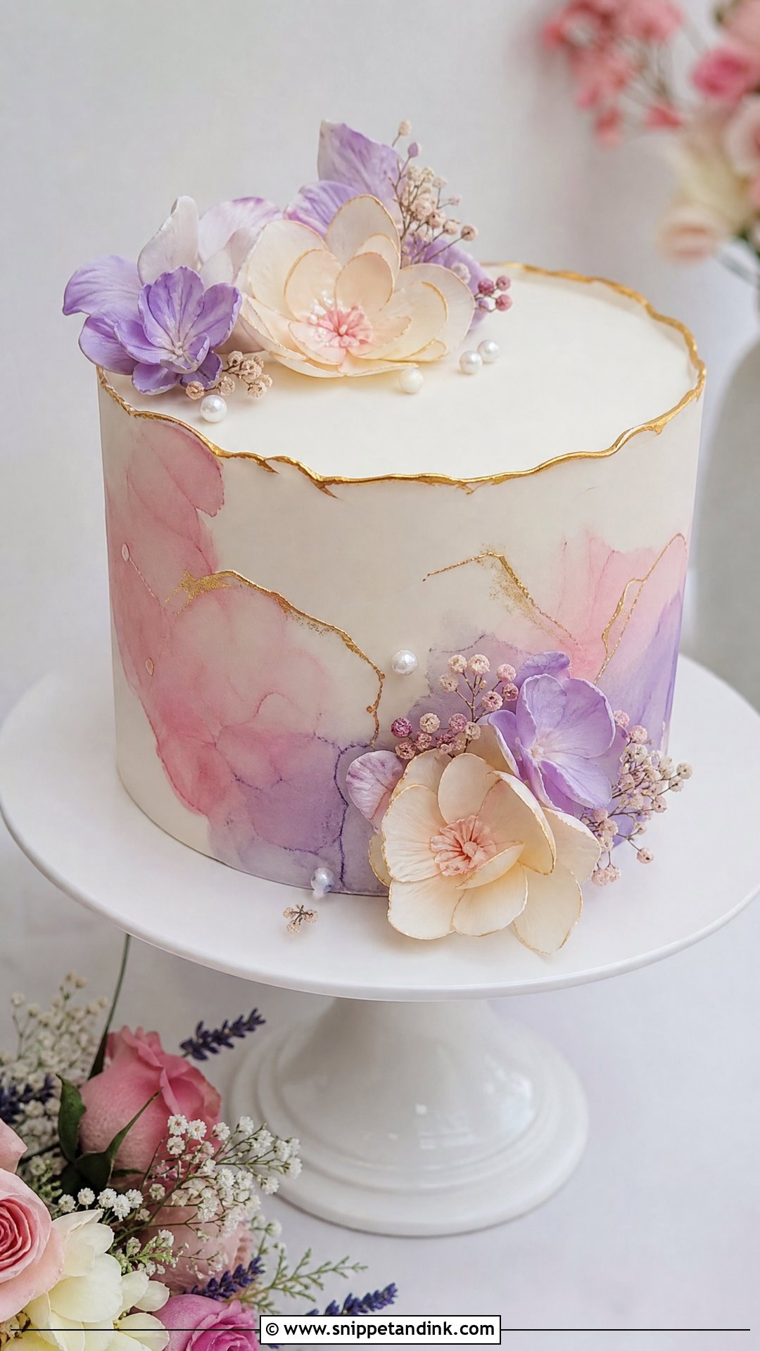 Watercolor Engagement Cake - Snippet and Ink - 25 Unique Engagement Cake Designs