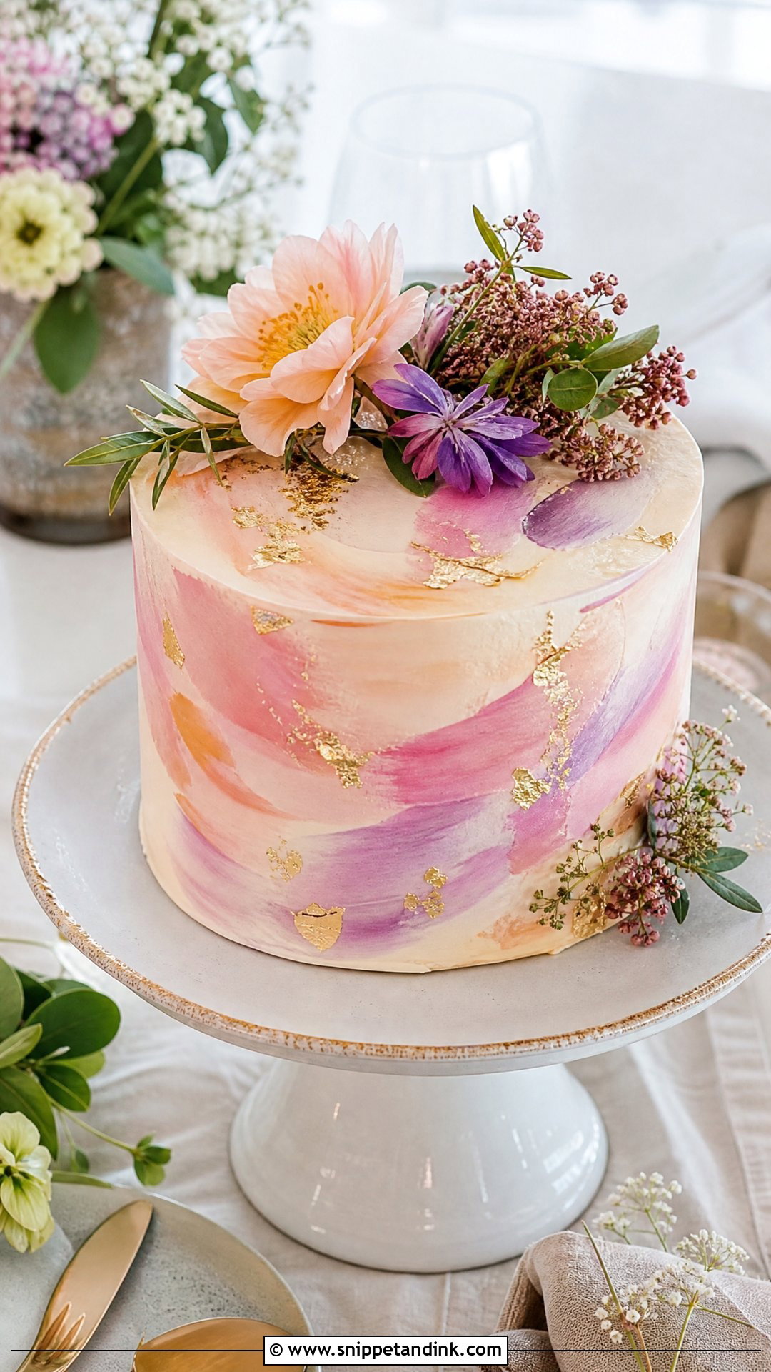 Watercolor Engagement Cake - Snippet and Ink - 30 Engagement Cakes
