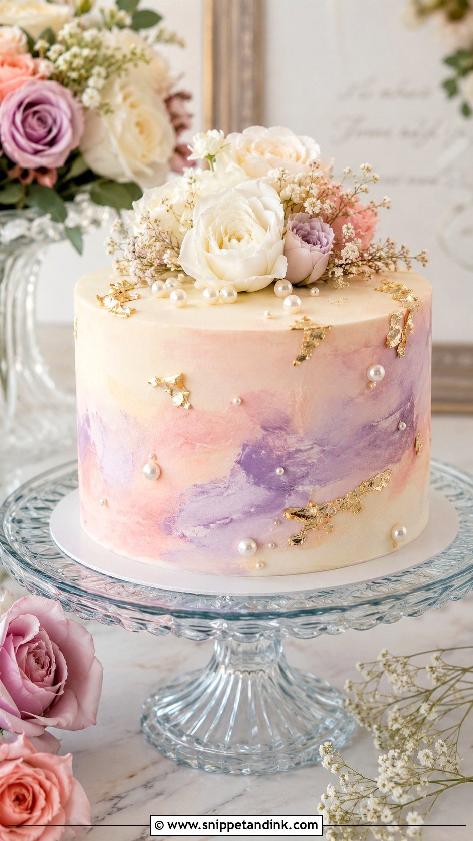 Watercolor Engagement Cake - Snippet and Ink - 20 Classy Engagement Cake Designs