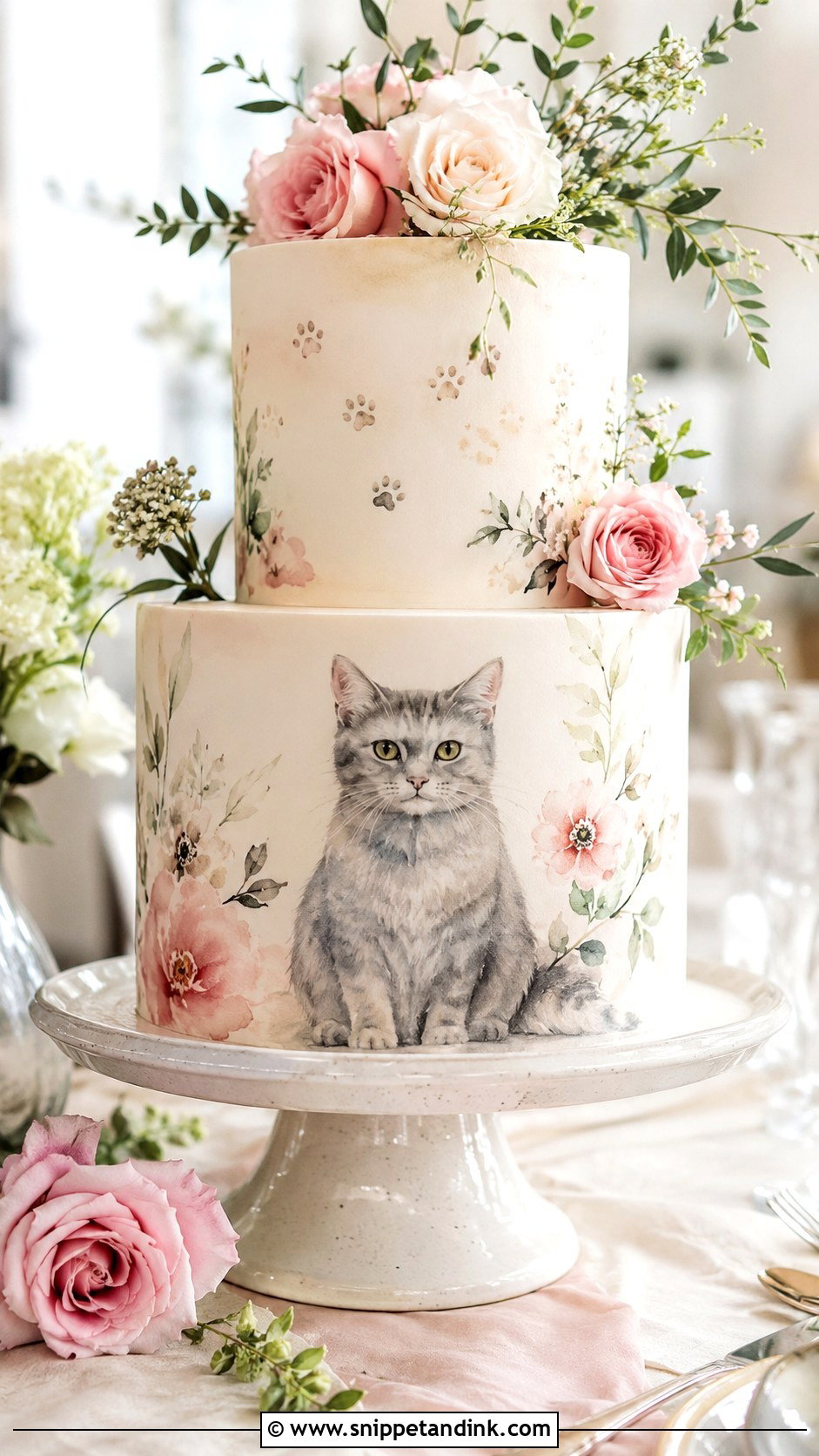Watercolor Pet Wedding Cake - Snippet and Ink - 20 Pets on Wedding Cake Ideas