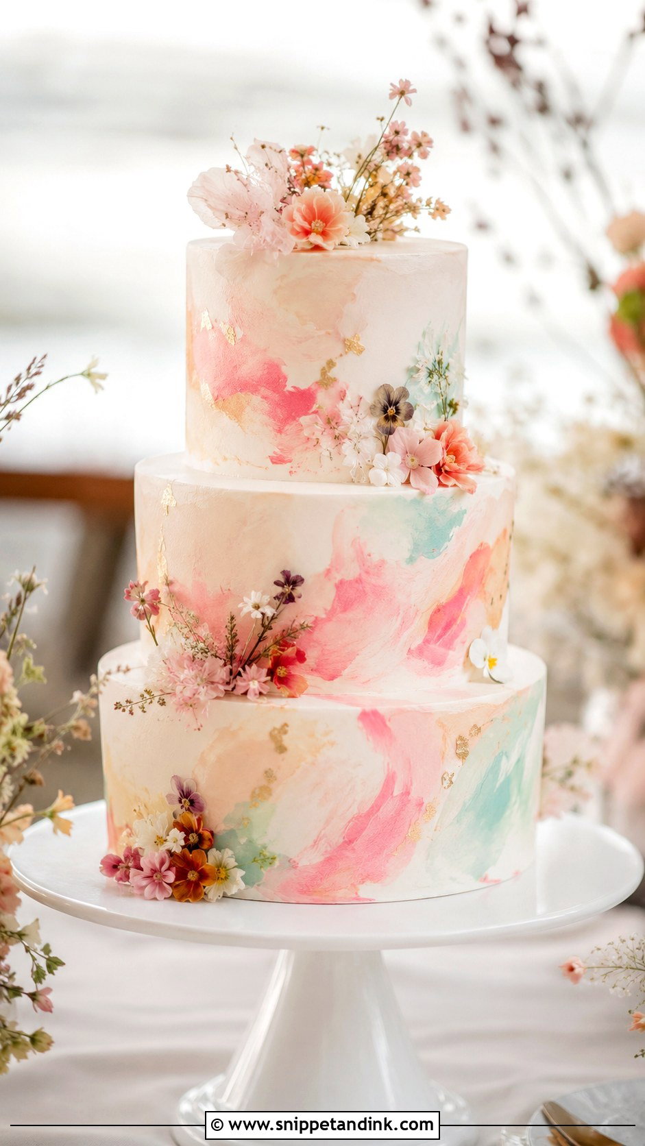 Watercolor Sorbet Wedding Cake - Snippet and Ink - 20 Sorbet Wedding Cake Ideas