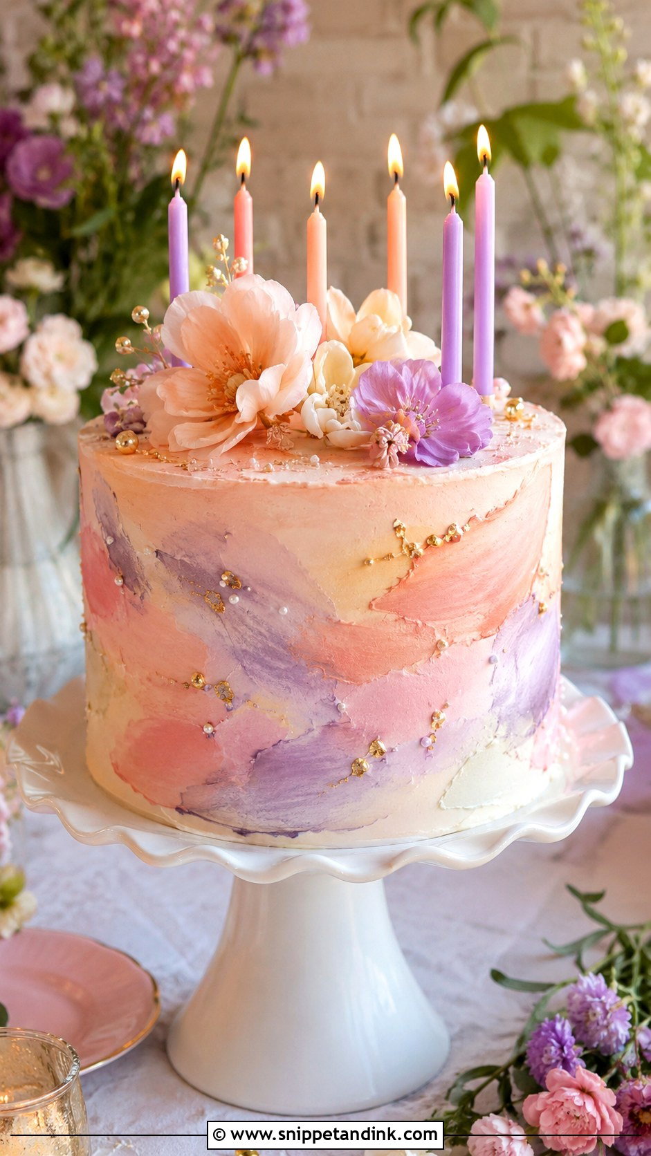 Watercolor Wedding Birthday Cake - Snippet and Ink - 20 Wedding Birthday Cake Ideas