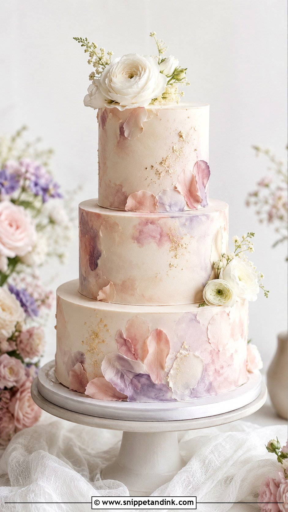 Watercolor Wedding Cake - Snippet and Ink - 20 Cake Photoshoot Aesthetic Ideas for Wedding
