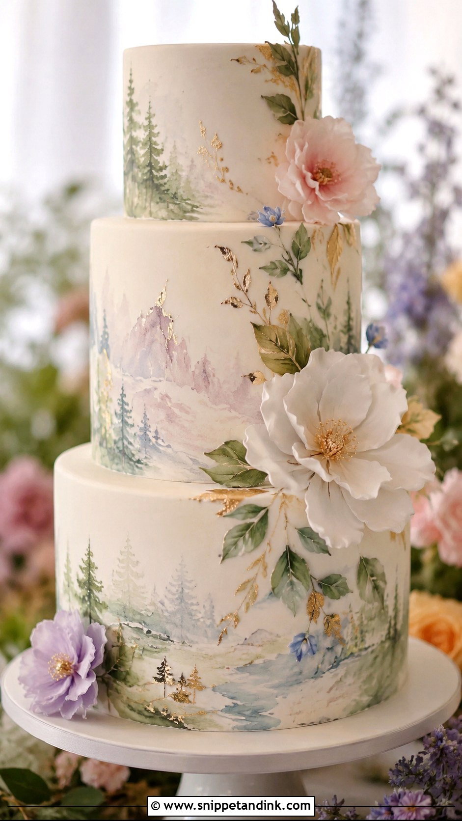 Watercolor Wedding Cake - Snippet and Ink - 20 Enchanted Theme Cake Ideas for Wedding