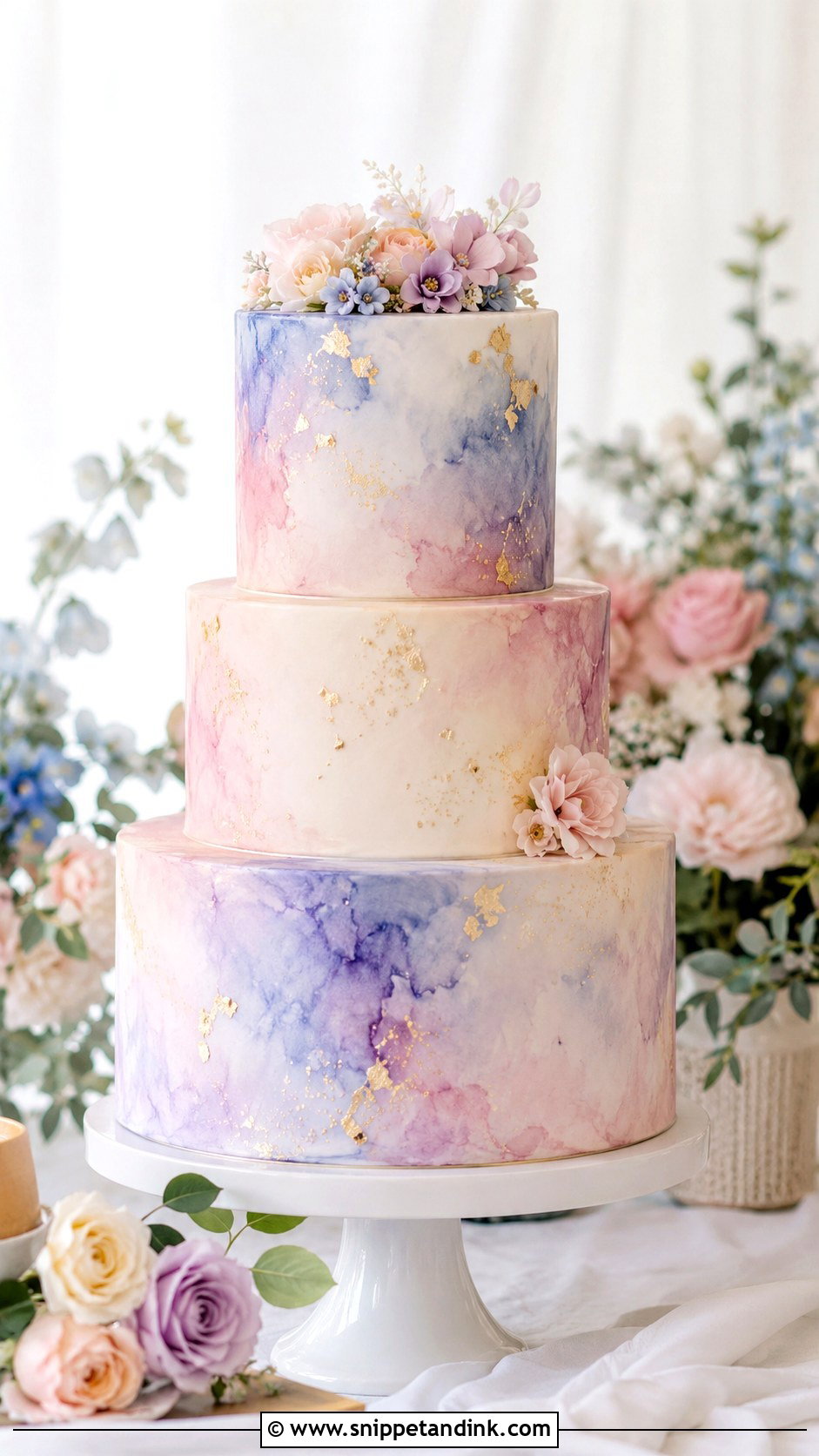 Watercolor Wedding Cake - Snippet and Ink - 20 Gorgeous Wedding Cake Ideas