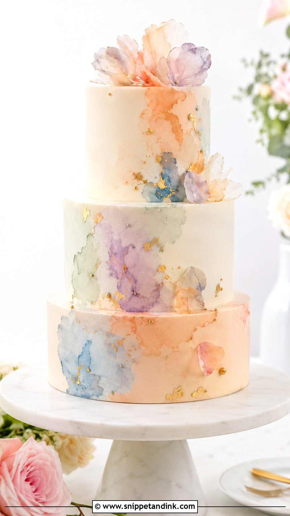Watercolor Wedding Cake - Snippet and Ink - 20 Multi Color Cake Ideas for Wedding