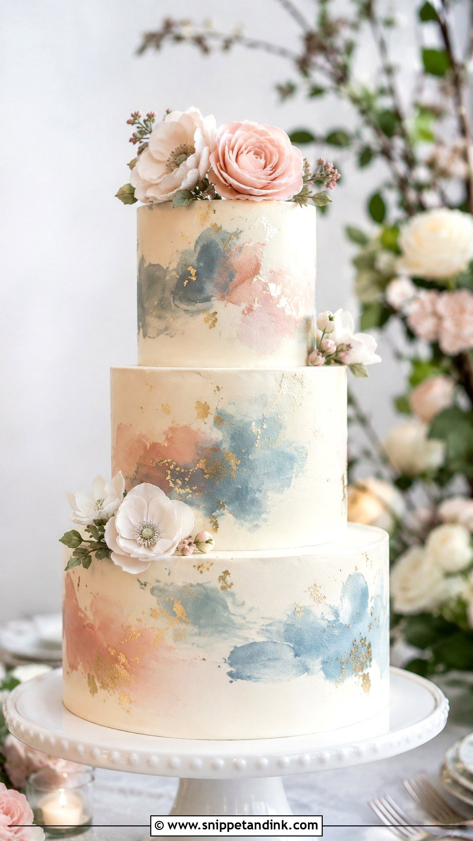 Watercolor Wedding Cake - Snippet and Ink - 20 Sophisticated Wedding Cake Ideas