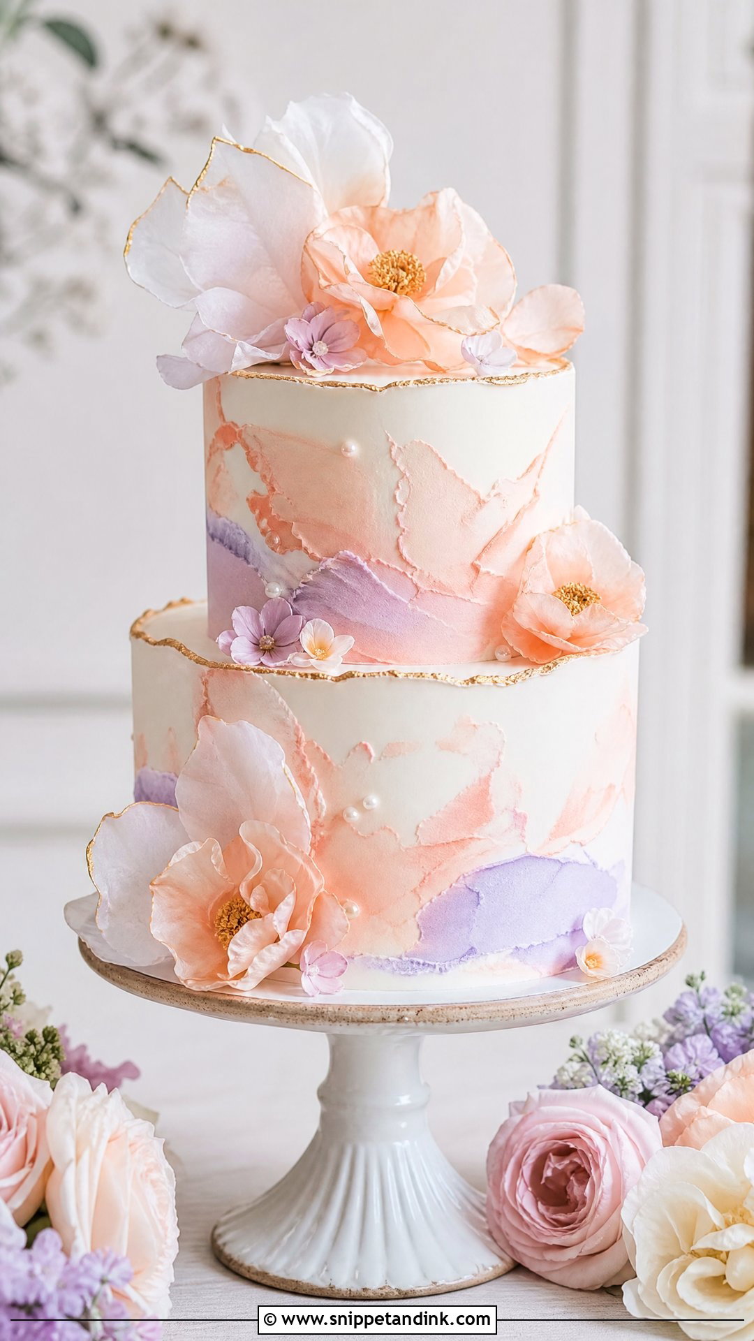 Watercolor Wedding Cake - Snippet and Ink - 20 Trendy Wedding Cake Ideas
