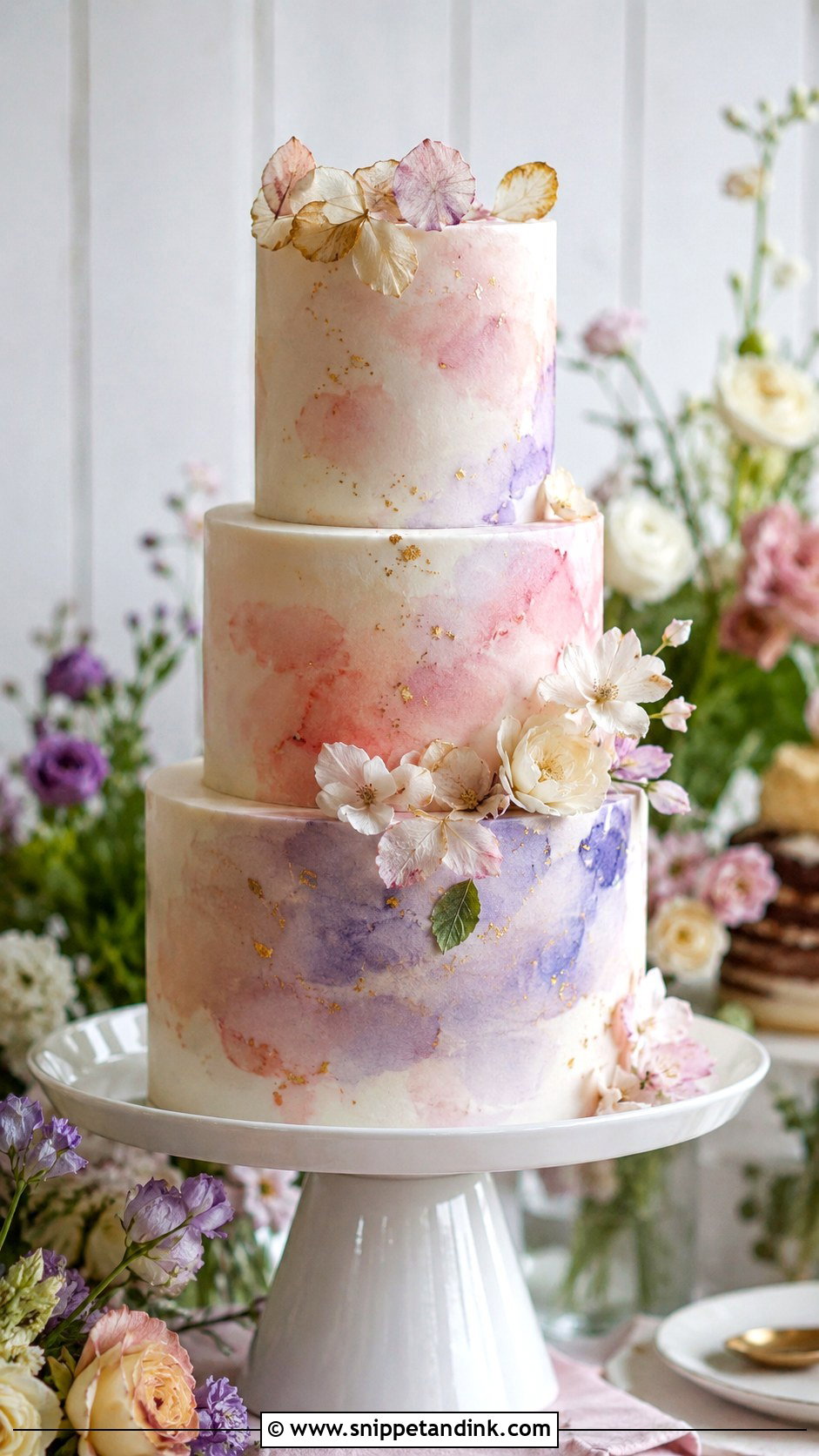 Watercolor Wedding Cake - Snippet and Ink - 20 Custom Cake Designs for Wedding