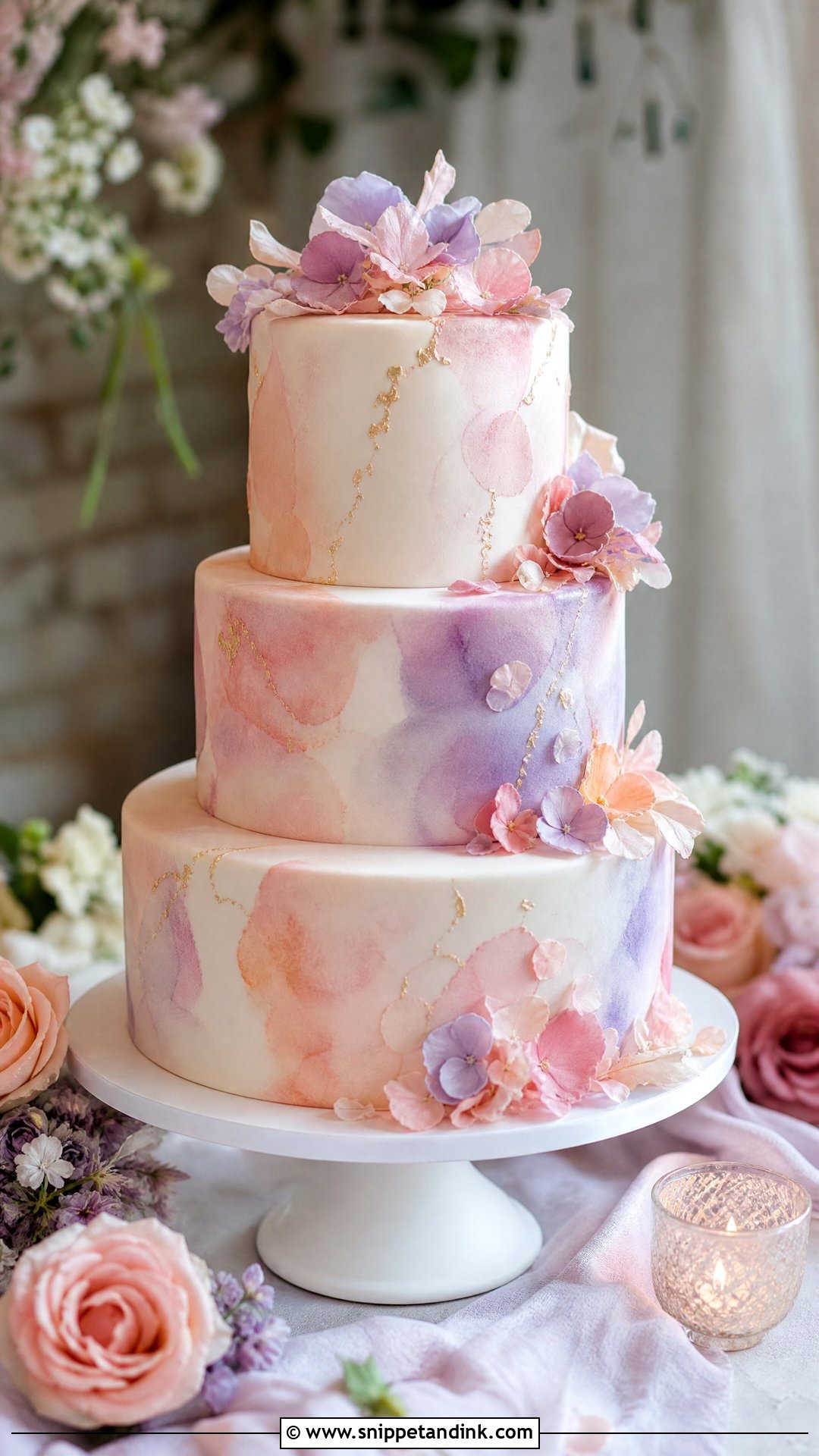 Watercolor Wedding Cake - Snippet and Ink - 20 Wedding Cake Inspiration