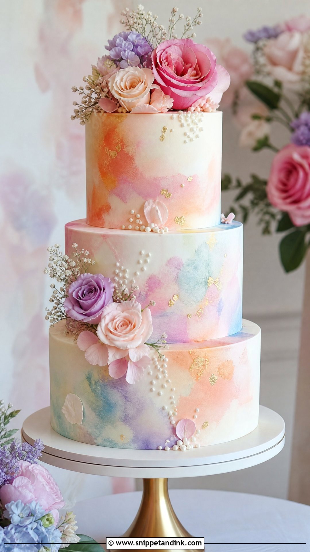 Watercolor Wedding Cake - Snippet and Ink - 20 Whimsical Wedding Cakes