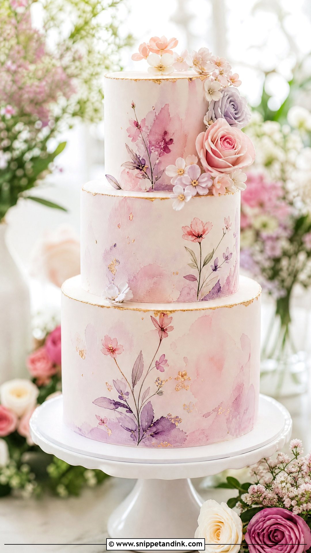 Watercolor Wedding Cake - Snippet and Ink - 25 Elegant Unique Classy Wedding Cakes