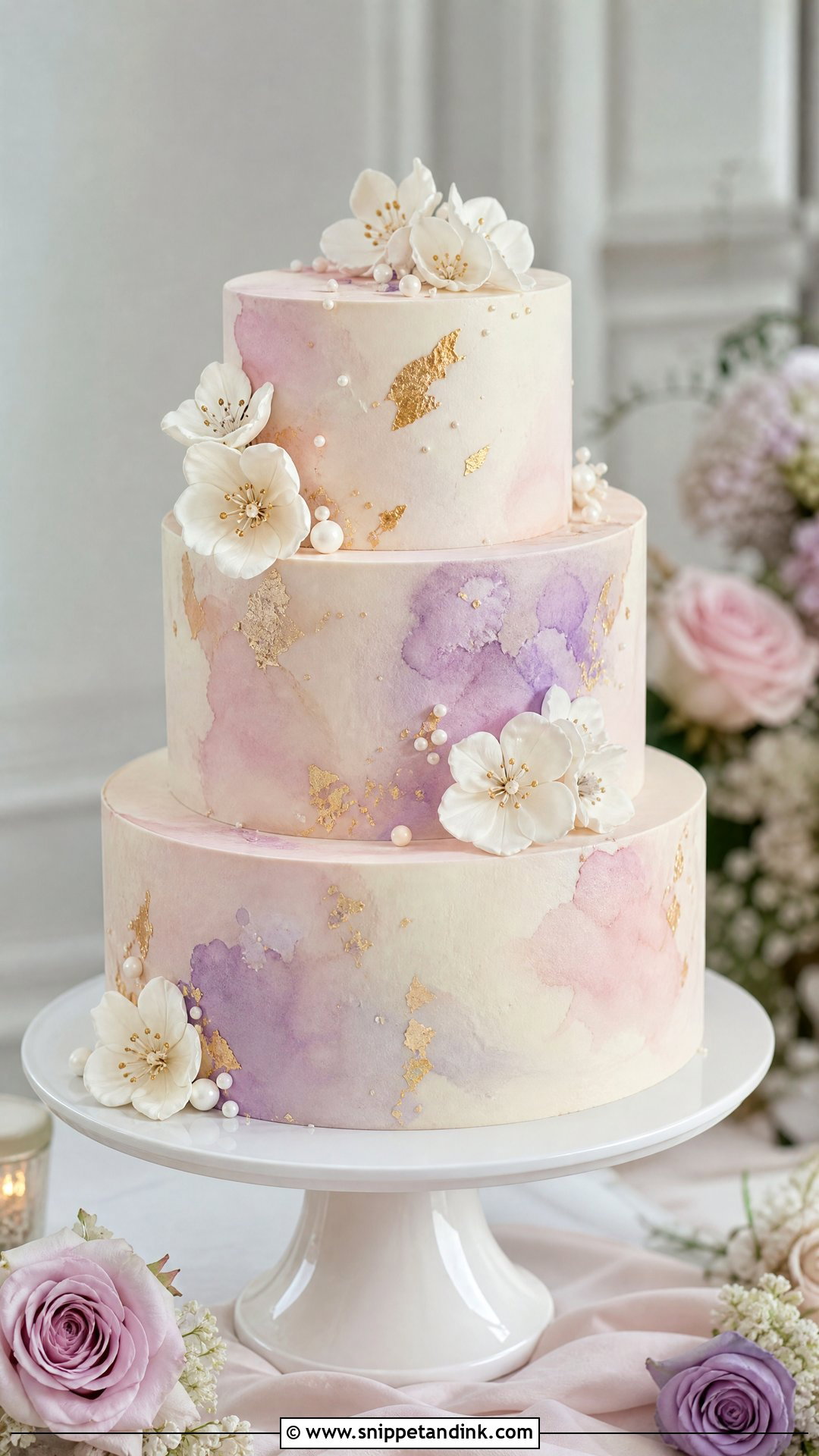 Watercolor Wedding Cake - Snippet and Ink - 25 Lady Cake Ideas for Wedding