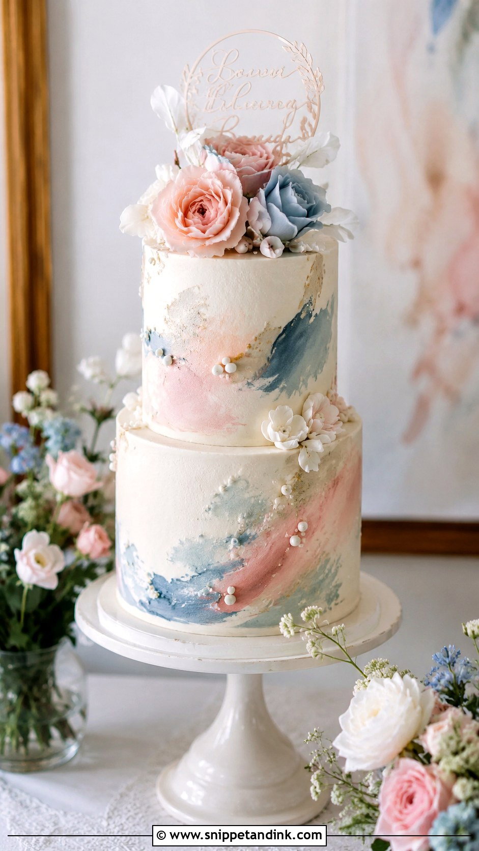 Watercolor Wedding Cake - Snippet and Ink - 20 Cute Cake Ideas for Wedding