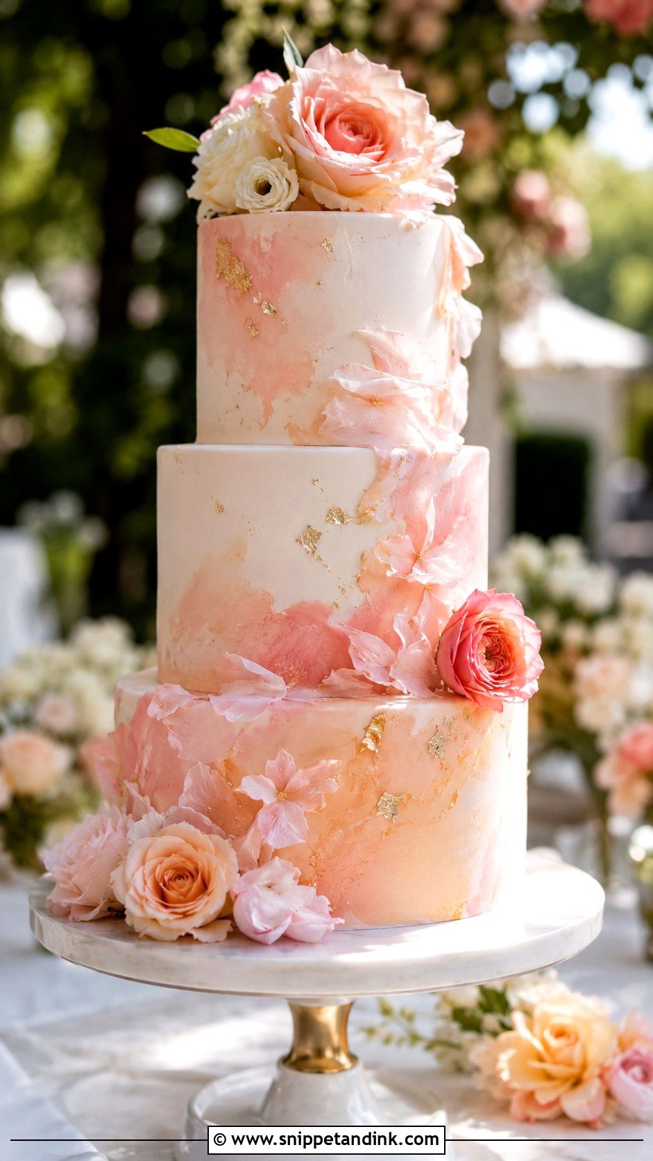 Watercolor Wedding Cake - Snippet and Ink - 25 Outdoor Wedding Cake Ideas