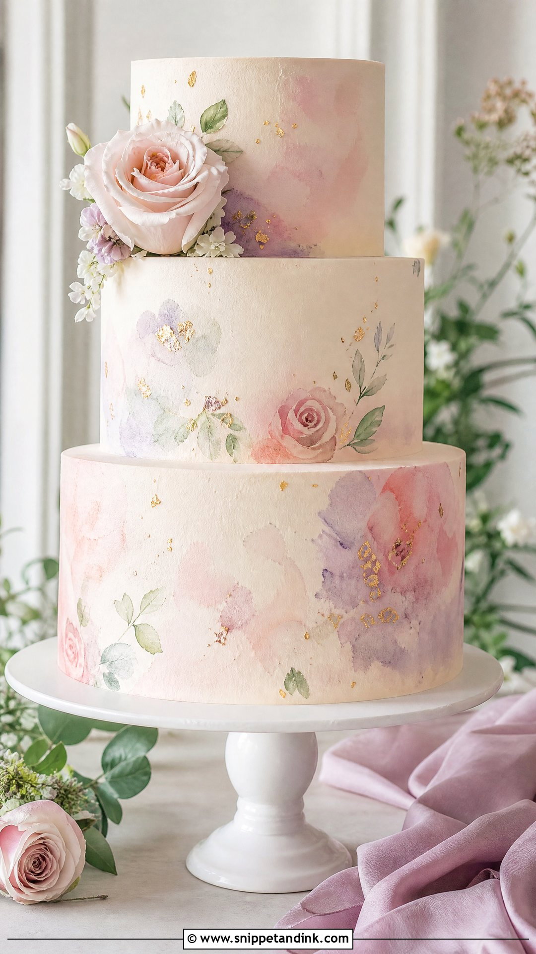 Watercolor Wedding Cake - Snippet and Ink - 25 Unique Wedding Cakes