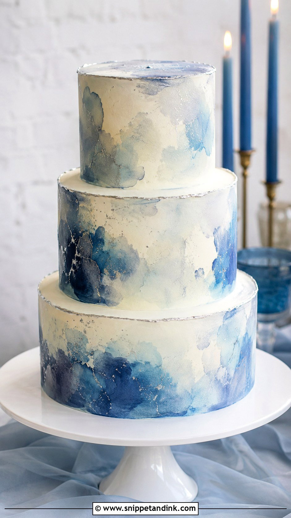 Watercolor Wedding Cake - Snippet and Ink - 25 Wedding Cakes No Flowers