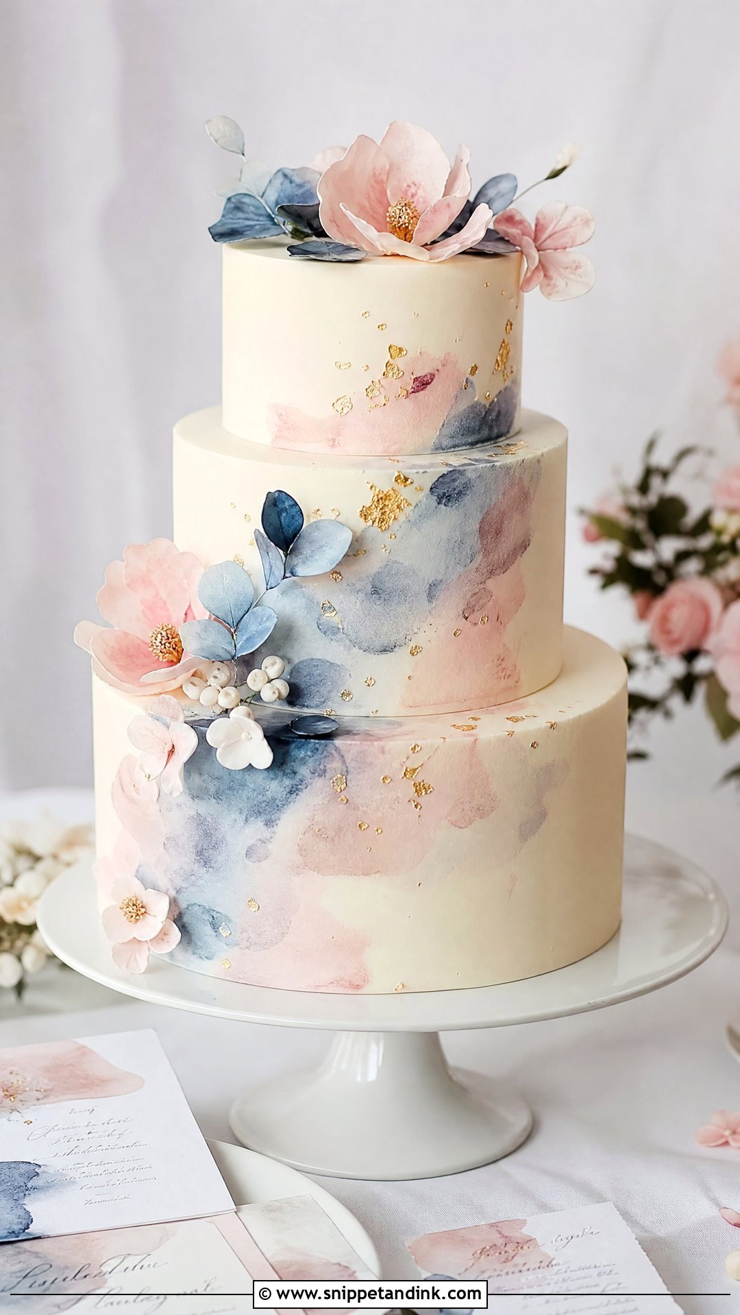 Watercolor Wedding Cake - Snippet and Ink - 30 Celebration Cakes for Wedding
