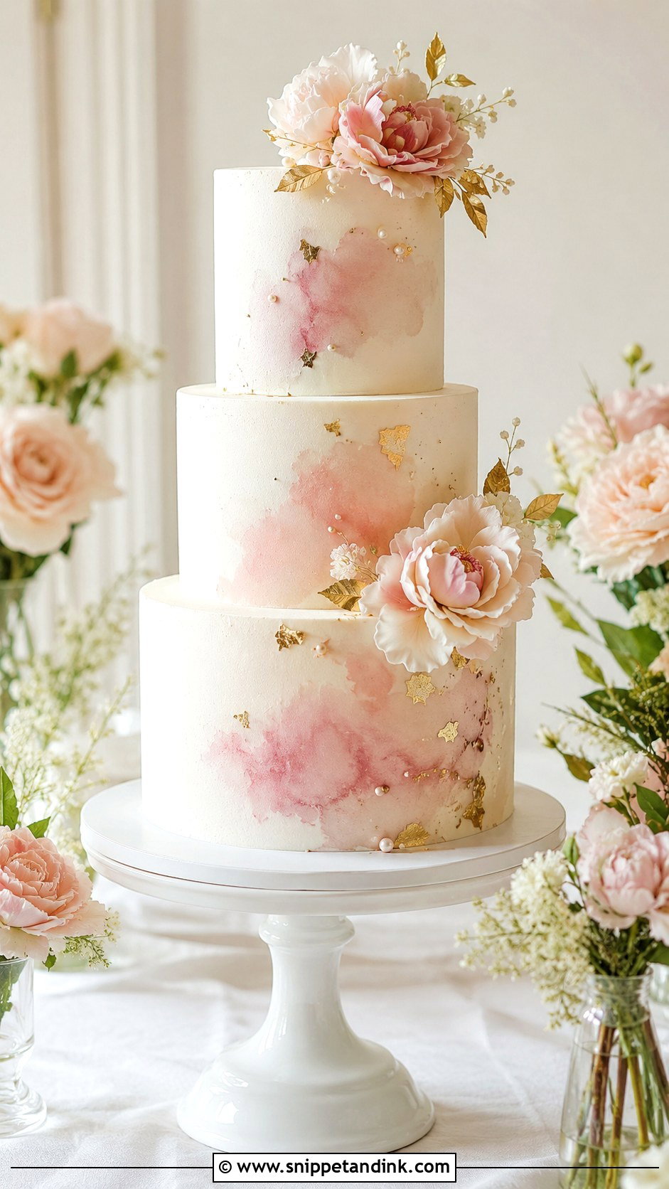 Watercolor Wedding Cake - Snippet and Ink - 30 Elegant Wedding Cake Ideas