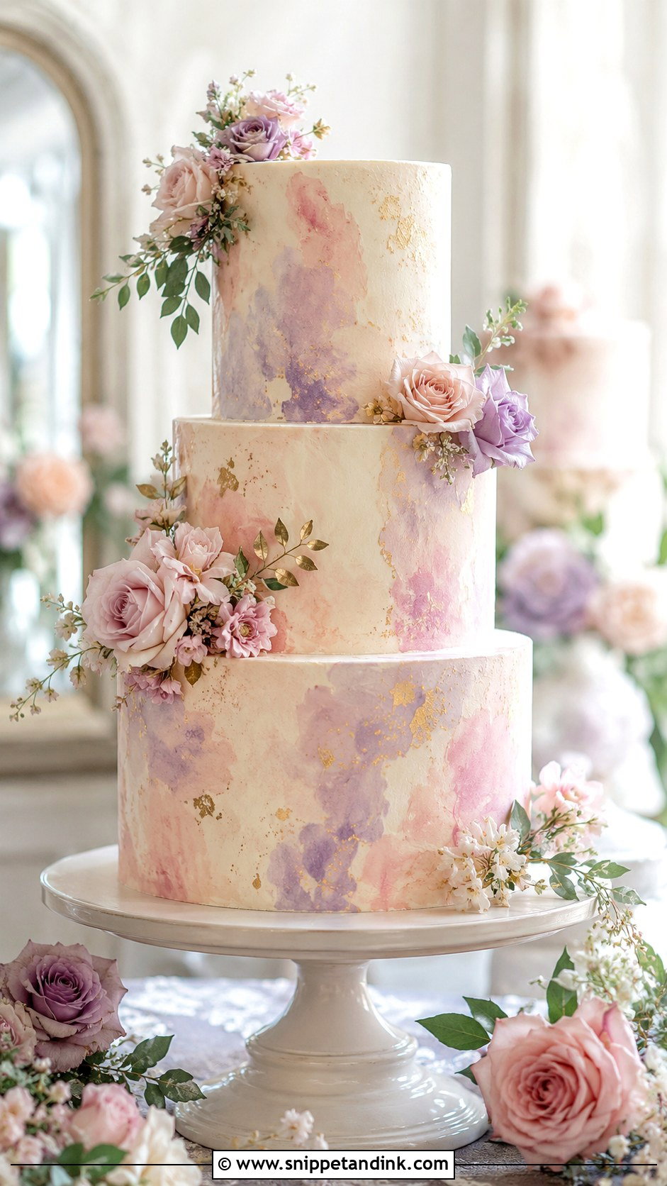 Watercolor Wedding Cake - Snippet and Ink - 20 Display Cake Ideas for Wedding