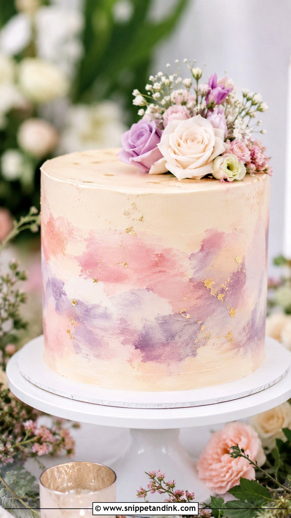 Watercolor Wedding Cake - Snippet and Ink - 30 Simple Unique Wedding Cake Ideas