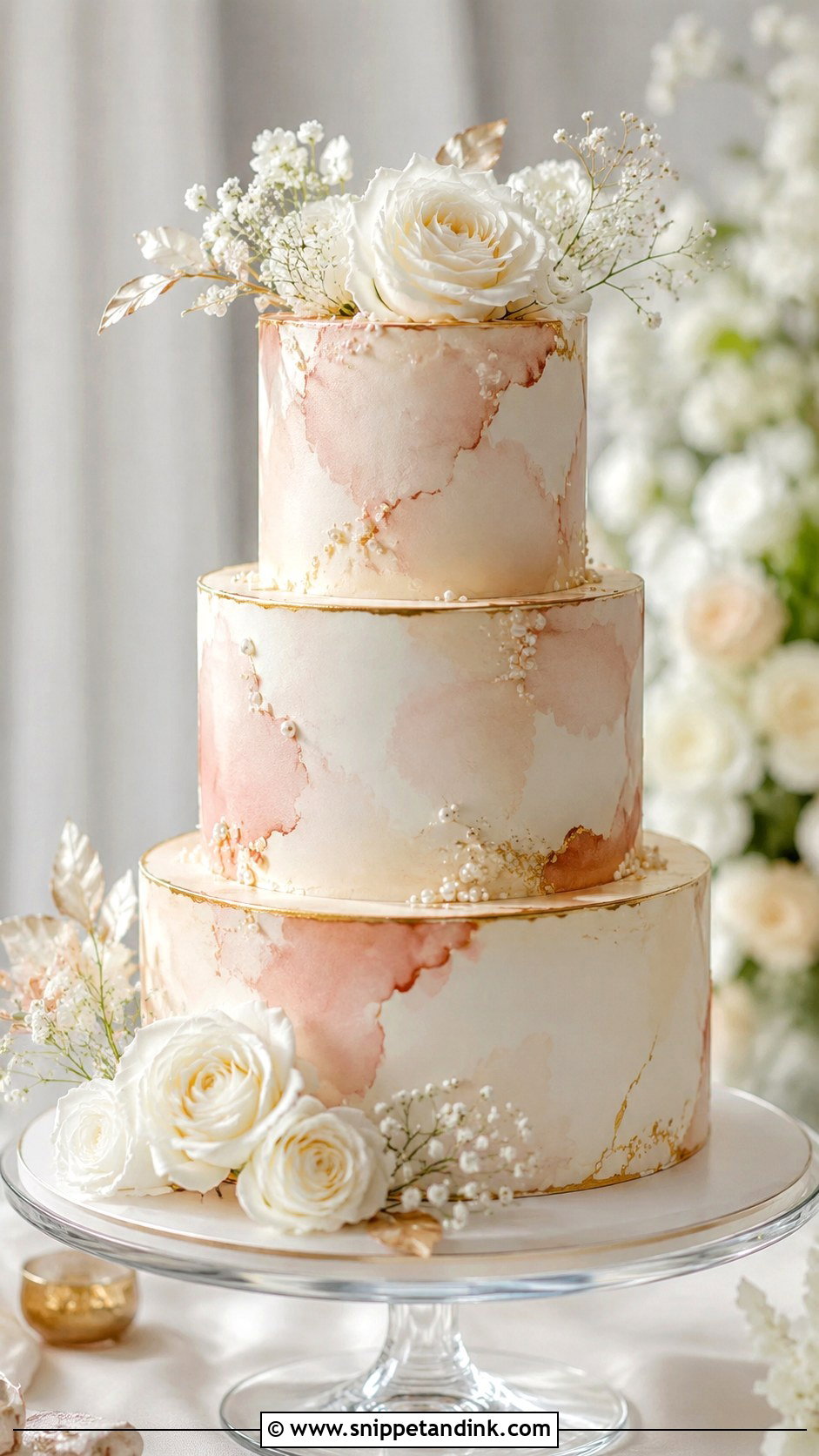 Watercolor Wedding Cake - Snippet and Ink - 20 Elegant Modern Wedding Cake Ideas