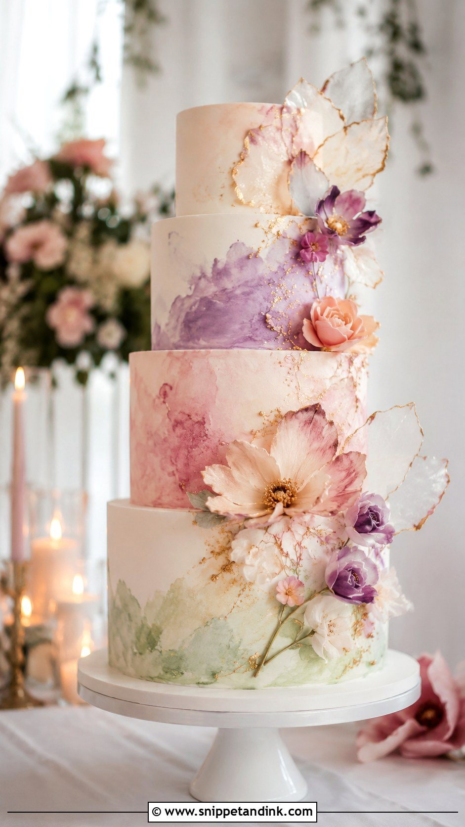 Watercolor Wedding Cake - Snippet and Ink - 20 Enchanted Cake Ideas for Wedding