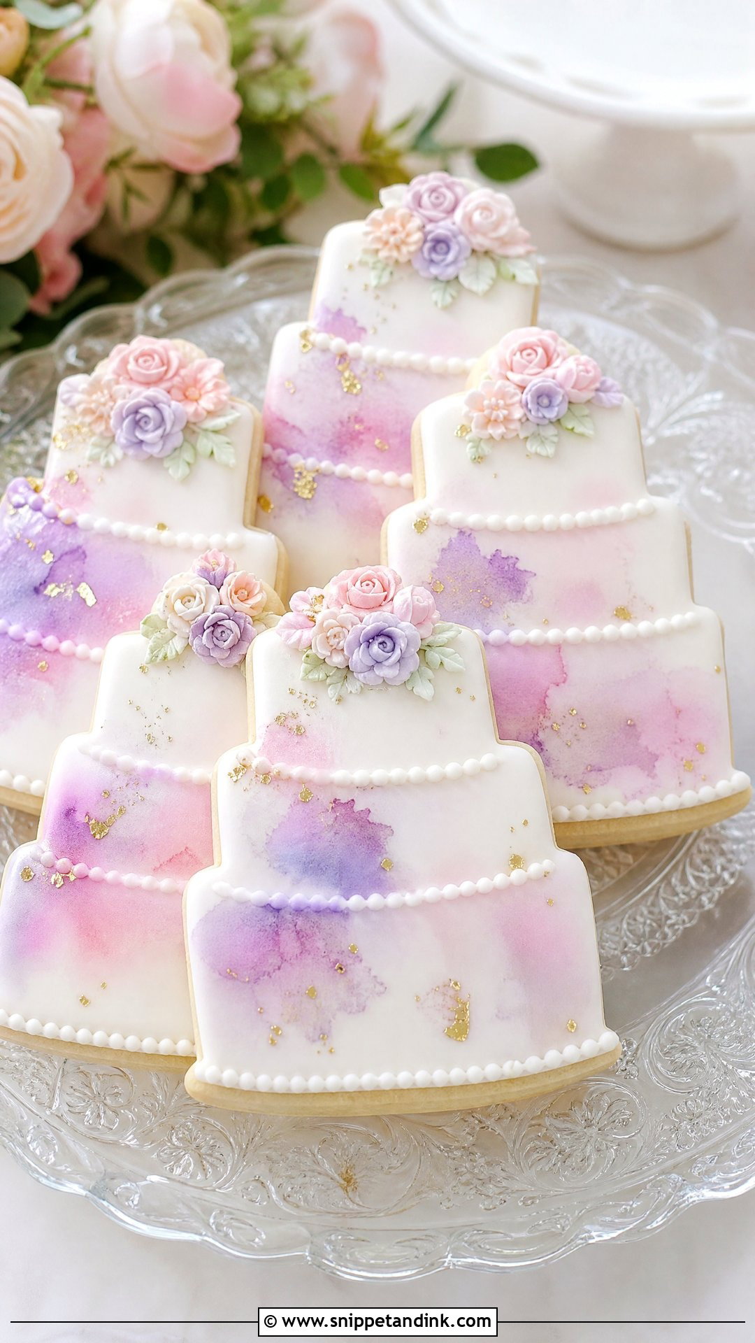 Watercolor Wedding Cake Cookies - Snippet and Ink - 30 Wedding Cake Cookies