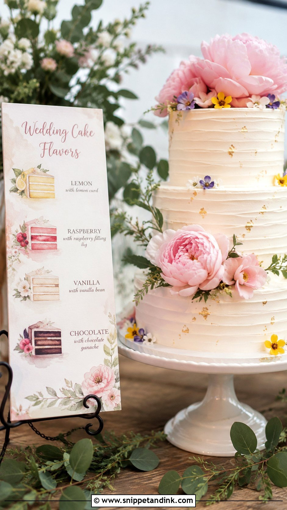 Watercolor Wedding Cake Flavor Sign - Snippet and Ink - 20 Wedding Cake Flavour Sign Ideas