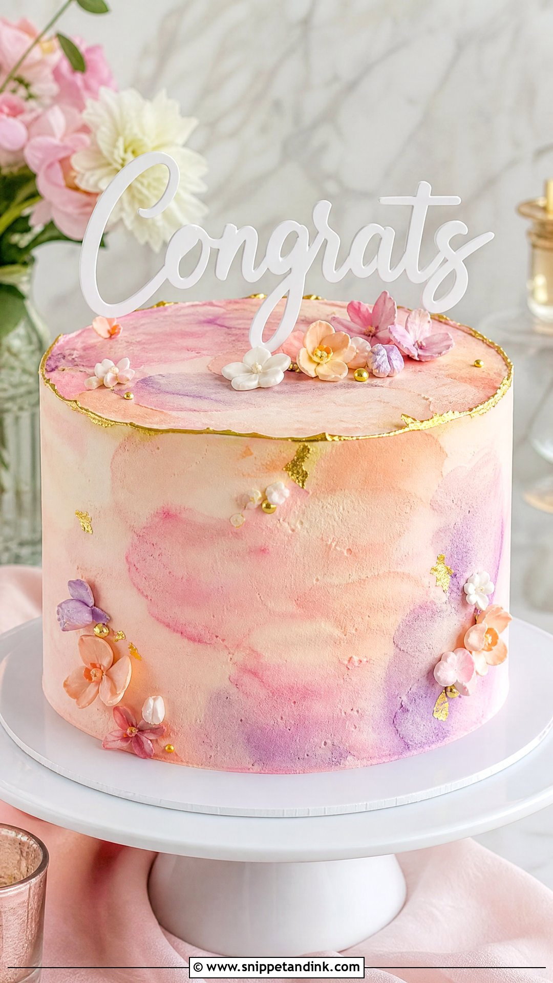 Watercolor Wedding Congrats Cake - Snippet and Ink - 30 Congrats Cake Ideas for Wedding