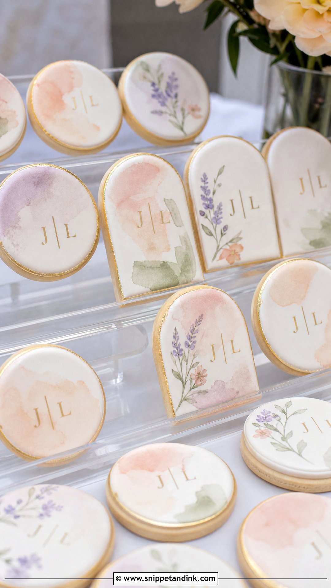 Watercolor Wedding Cookies - Snippet and Ink - 20 Wedding Cookies