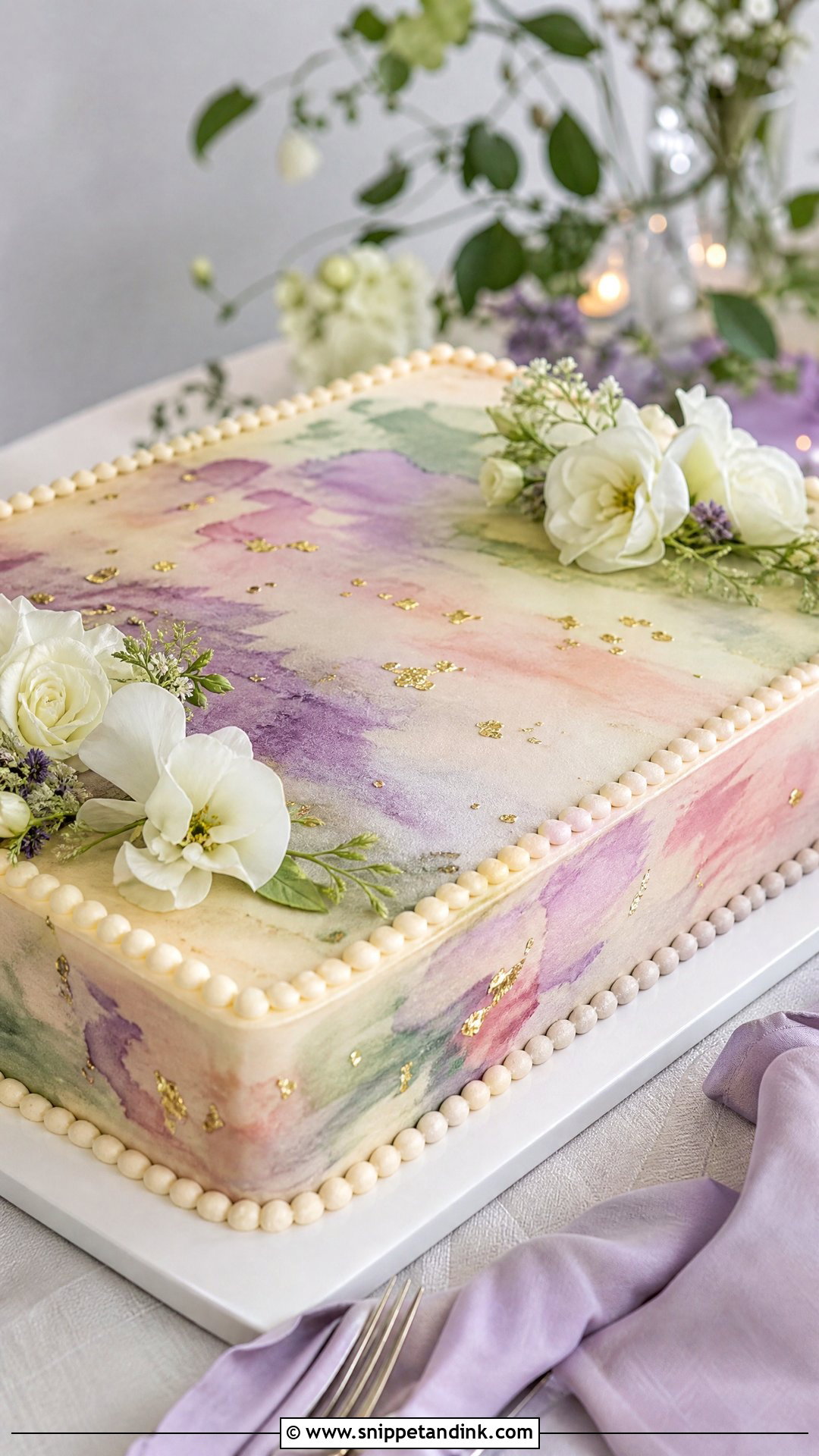 Watercolor Wedding Sheet Cake - Snippet and Ink - 20 Wedding Sheet Cake Ideas