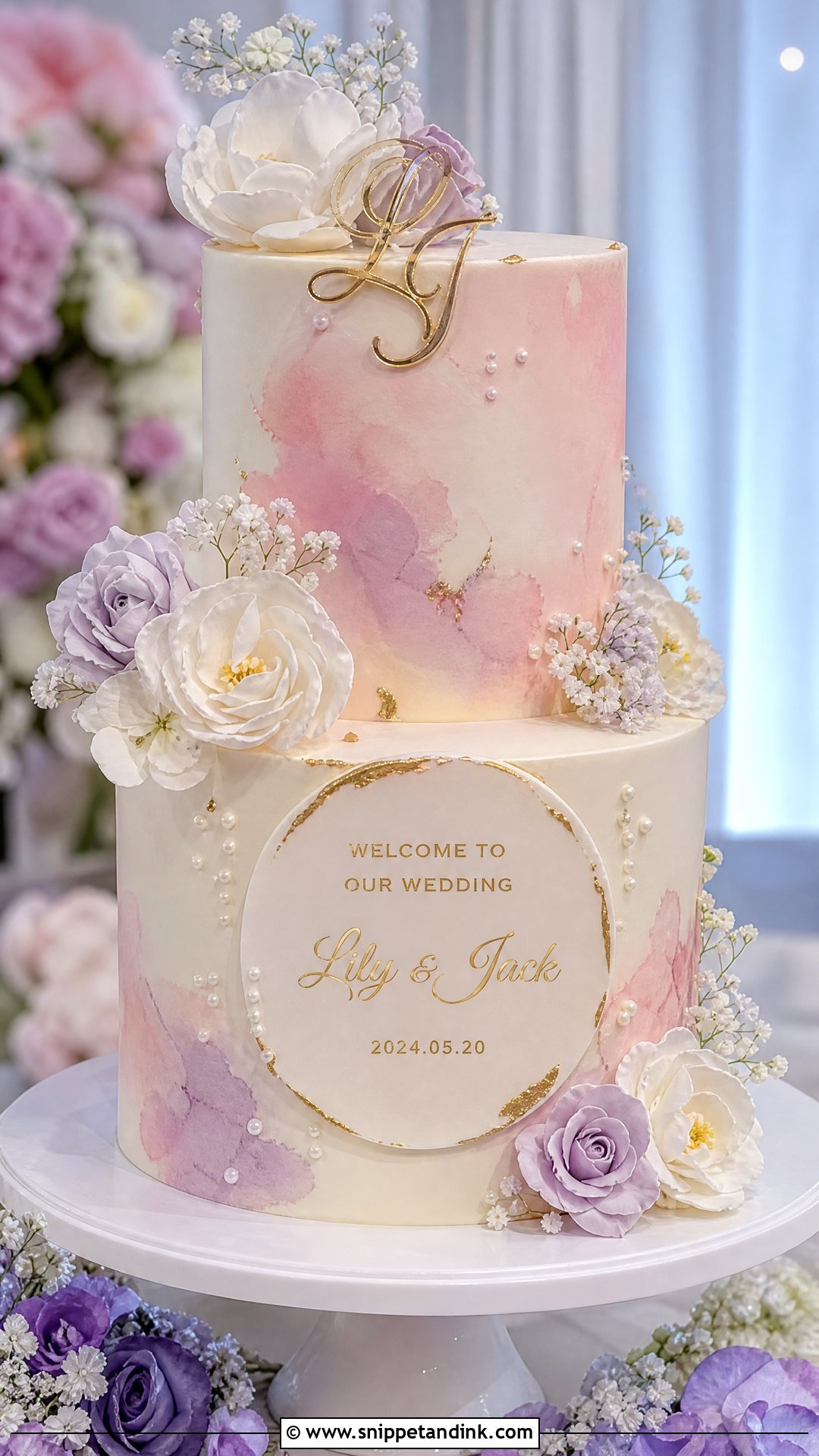 Watercolor Welcome Wedding Cake - Snippet and Ink - 30 Welcome Cake Ideas for Wedding