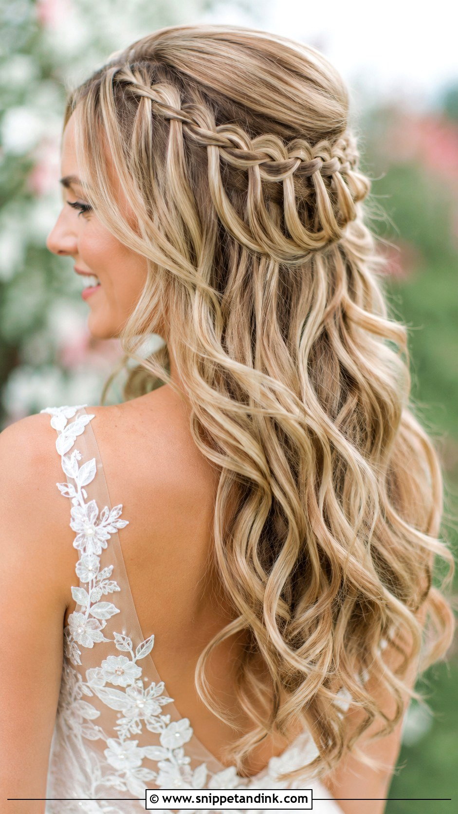 Waterfall Braid - Snippet and Ink - 30 Boho Bridal Hair Ideas