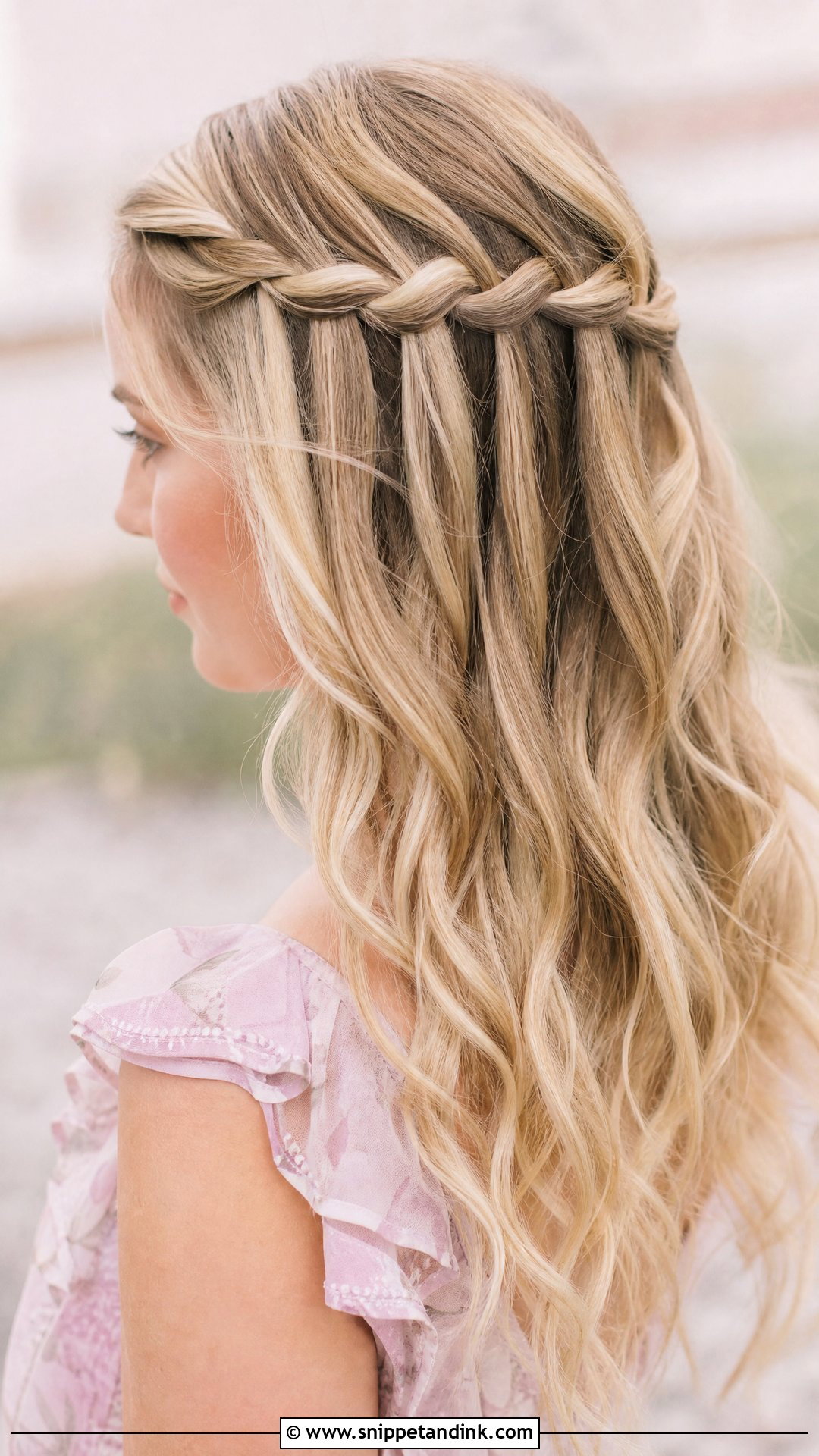 Waterfall Braid - Snippet and Ink - 30 Engagement Hair Ideas