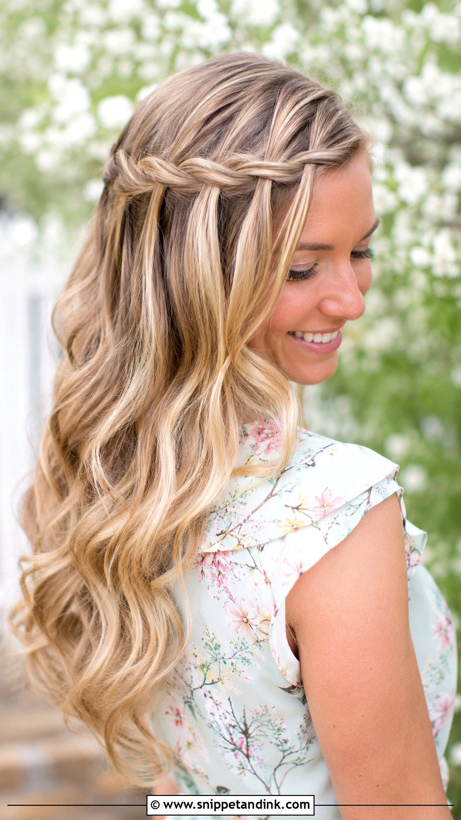 Waterfall Braid - Snippet and Ink - 30 Simple Wedding Guest Hair Ideas