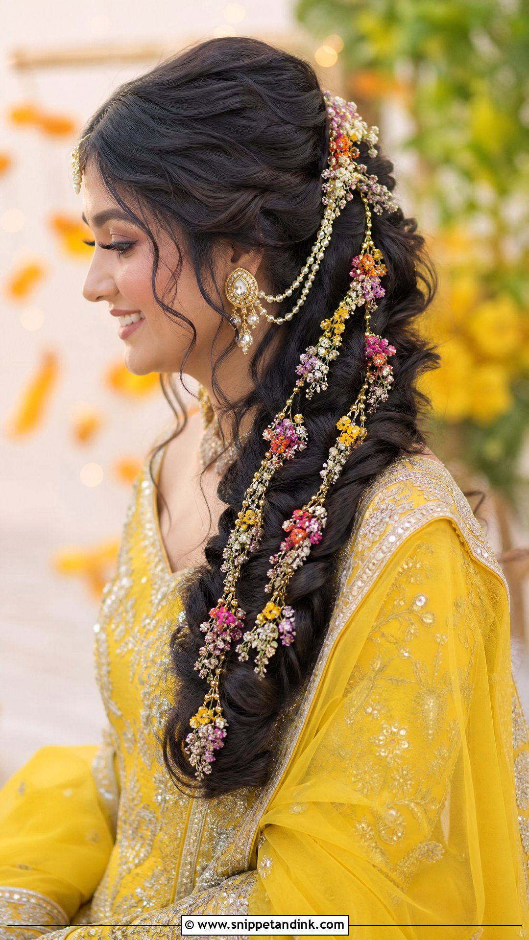 Waterfall Braid - Snippet and Ink - 20 Punjabi Bride Hairstyle Ideas