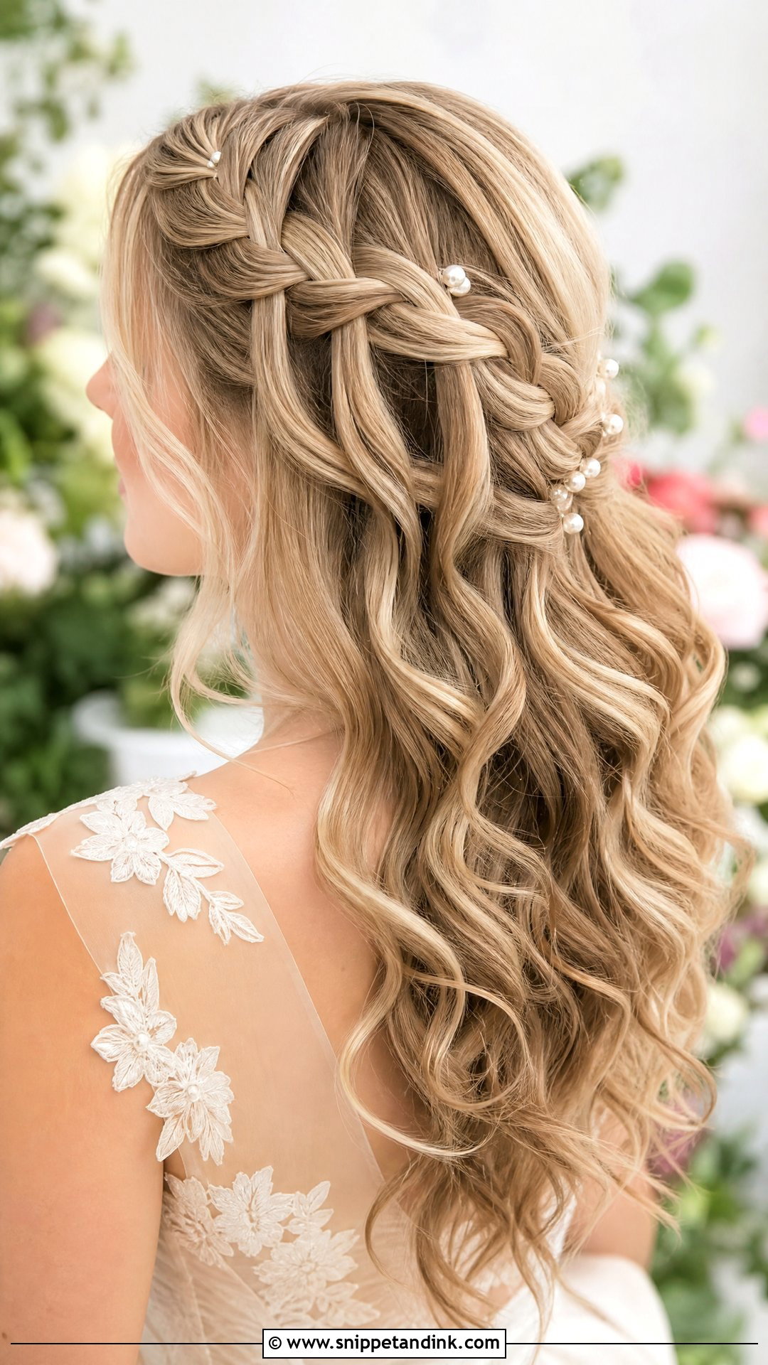 Waterfall Braid Bridal Hairstyle - Snippet and Ink - 20 Bridal Hair with Braid Ideas