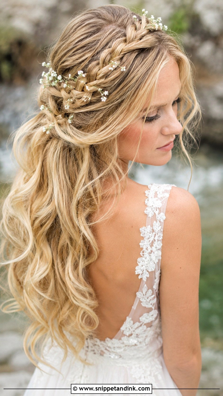 Waterfall Braid Bridal Look - Snippet and Ink - 20 Round Face Bridal Hairstyles